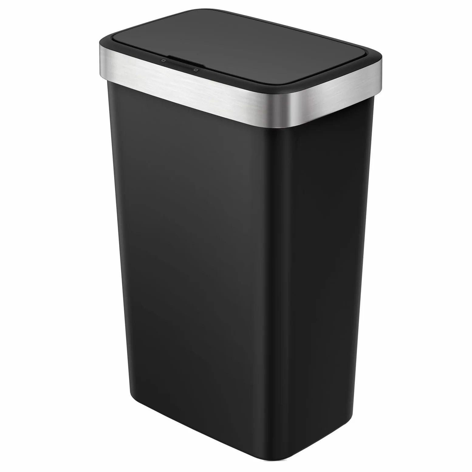 EKO | Poubelle de Cuisine 50 L avec capteur Automatique et Fermeture en Douceur | Poubelle Noire à Piles | Finition Anti-Traces de Doigts, Base antidérapante et Support de Sac