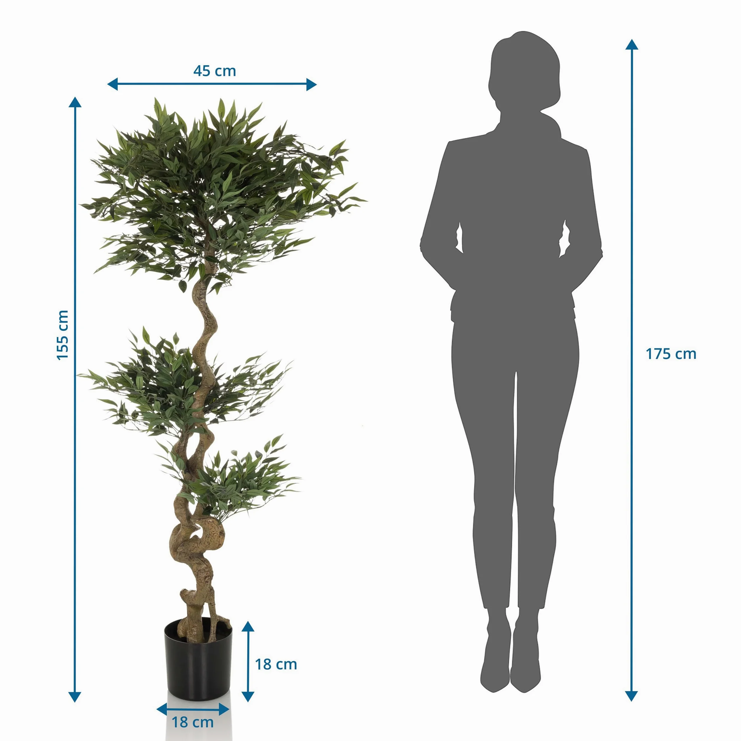 hjh OFFICE Plante Artificielle Acacia Plante décorative Artificielle 155 cm, Arbre Artificiel Facile d'entretien, Vert 871054