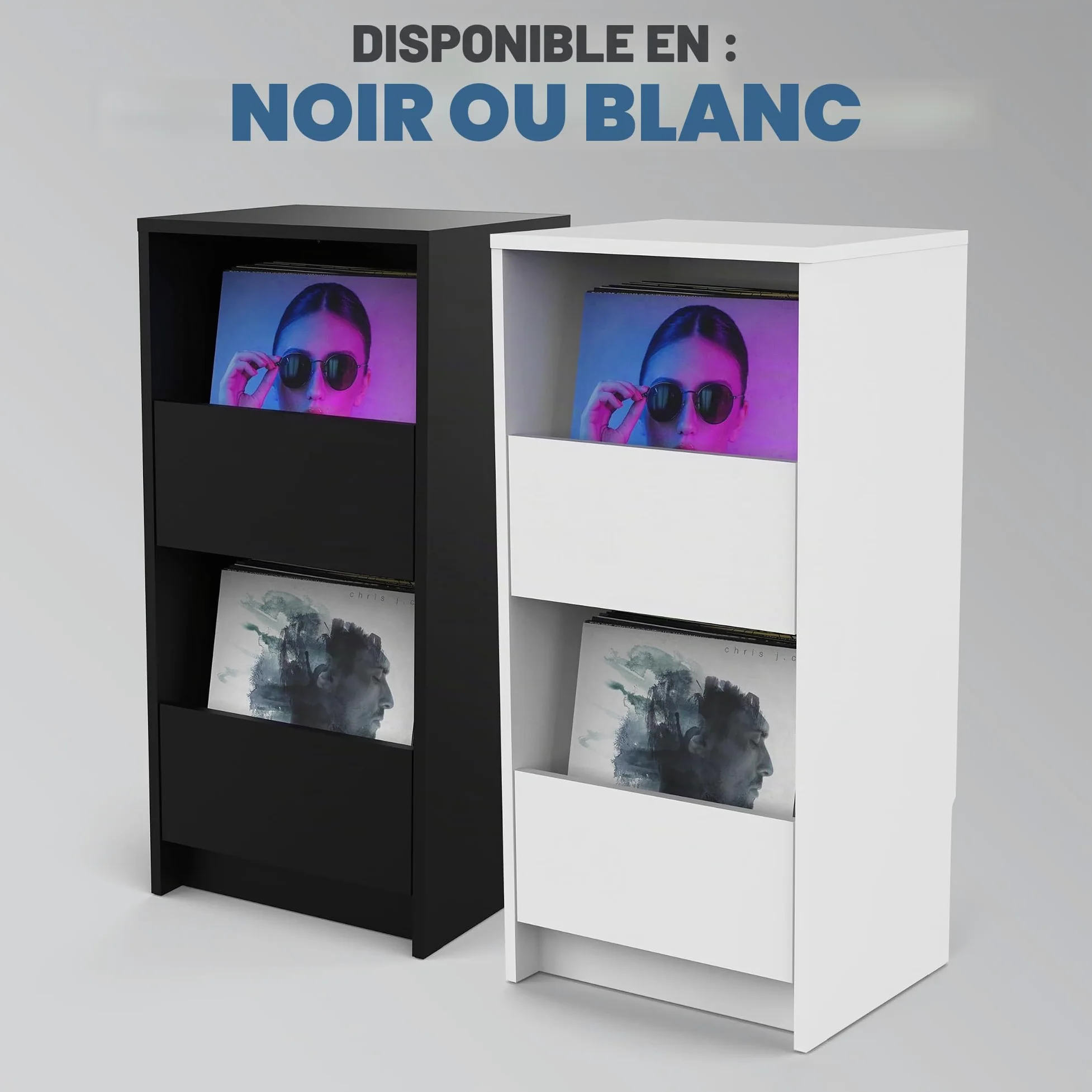 Glorious Vinyl Vault, Black - Rangement pour Vinyle