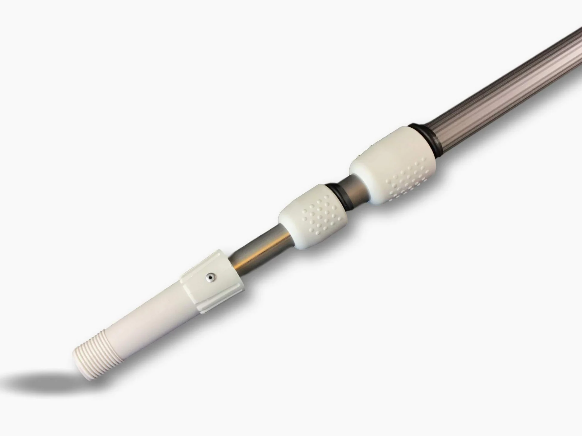 Manche télescopique professionnel | 3 fois 1,20 m | Aluminium anodisé | Pas de vis plastique standard | œillet d'accrochage | Balai raclot tête-de-loup brosse ménage piscine | Kibros 104637