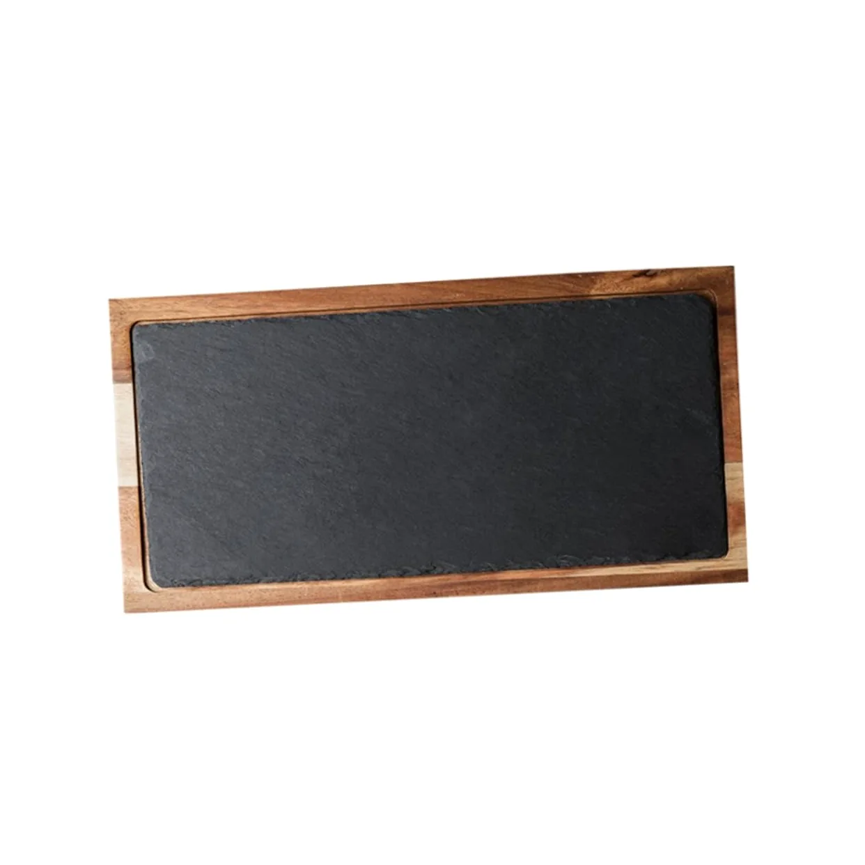 Mikinona Plateau Robuste Cuisine Japonaise en Bois Massif Noir Ardoise Naturelle Plateau Repas et Rangement Pratique pour Apéritifs et Snacks