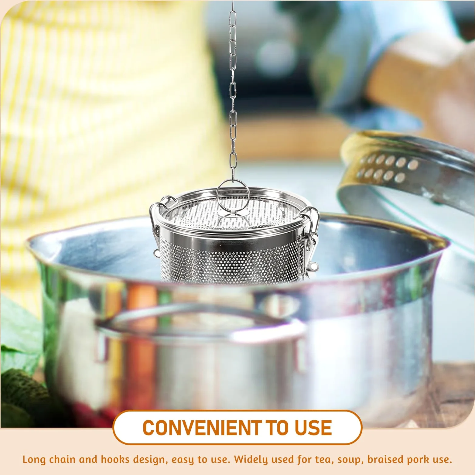 Yardwe Boule à thé en acier inoxydable - Boule à thé - Infuseur à thé - Boule d'assaisonnement en maille fine - Infuseur de cuisson pour feuilles de thé en vrac