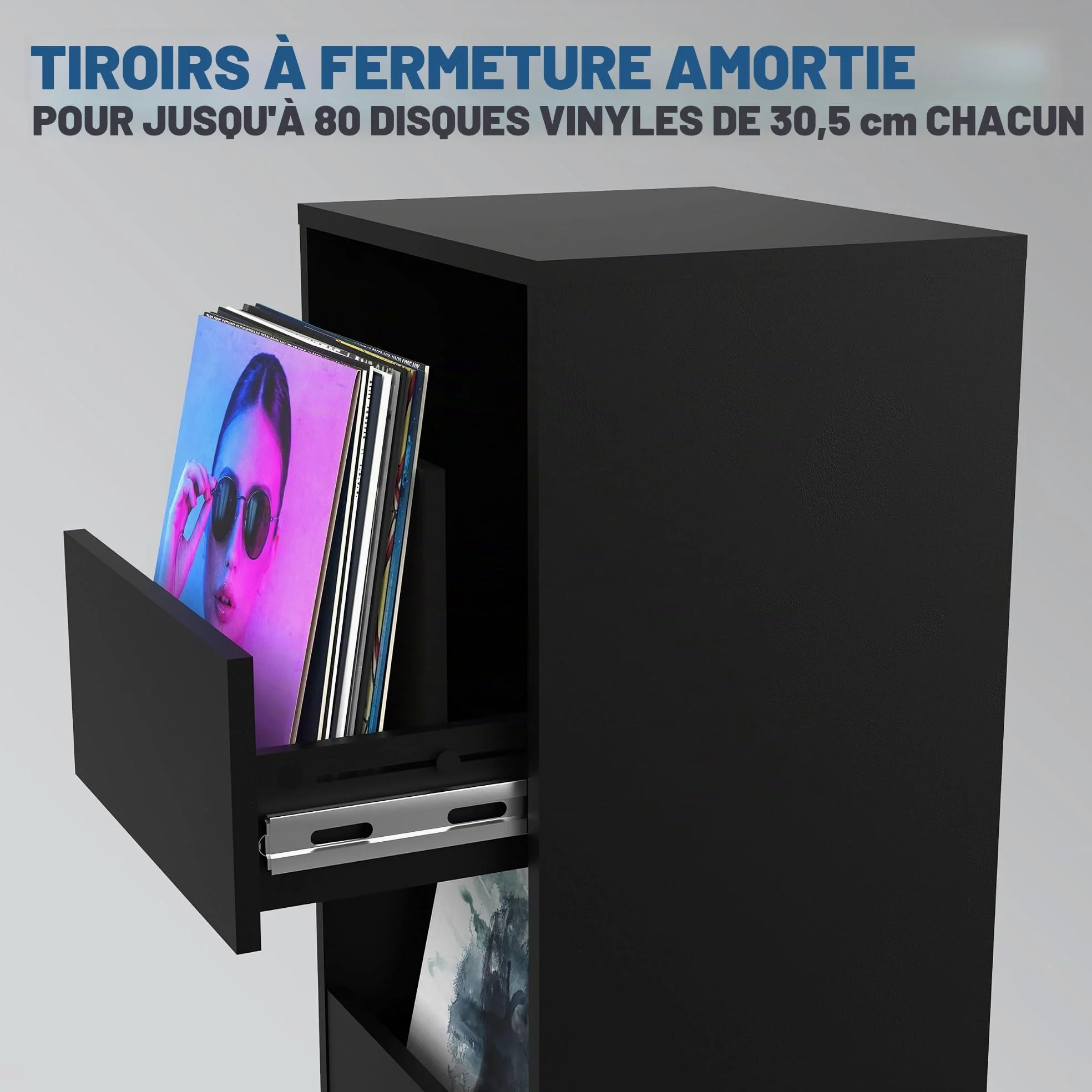 Glorious Vinyl Vault, Black - Rangement pour Vinyle