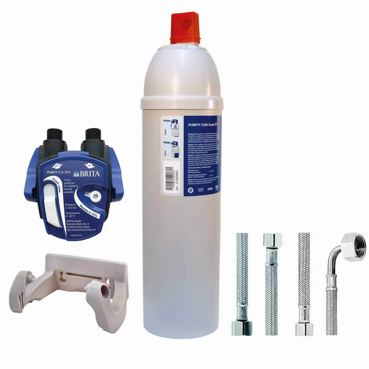 BRITA Purity C 300 Quell ST Starterset Nr.9 mit Schläuchen Filtres pour robinet, multicolore, unique