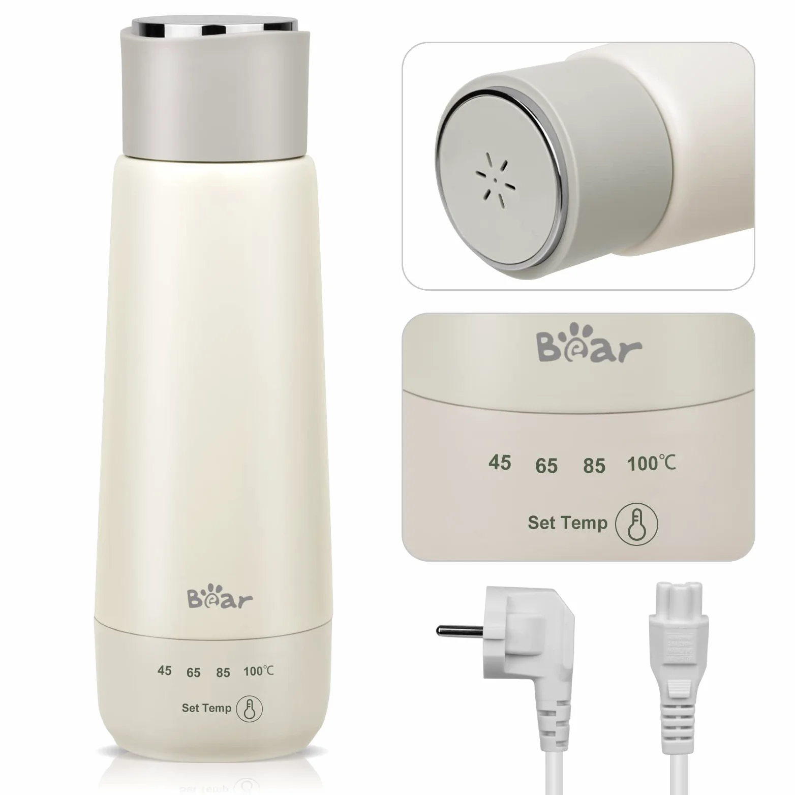 Bear 300ml Bouilloire Électrique À Quatre Températures, Portable À Un Seul Point De Contrôle Tactile, Tasse À Vide À Chauffage Rapide 3 En 1, Doublure Double En Acier Inoxydable 304