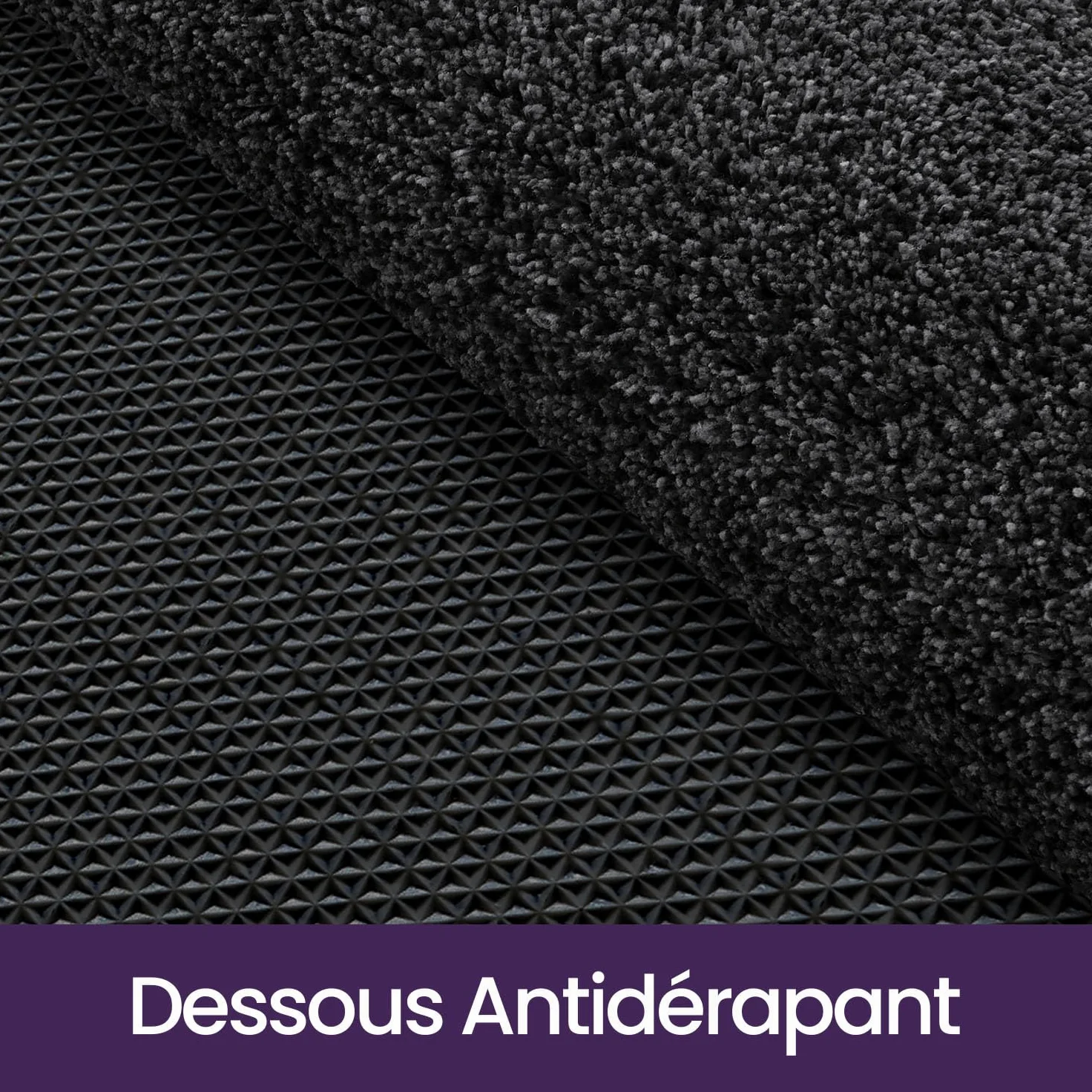 DEXI Paillasson Interieur Entree 60 x 90 cm, Tapis d'Entrée Antidérapant Lavable en Machine, Tapis de Sol avec Microfibres Douces Absorbantes pour Entrée, Couloir, Chien, Noir-Gris