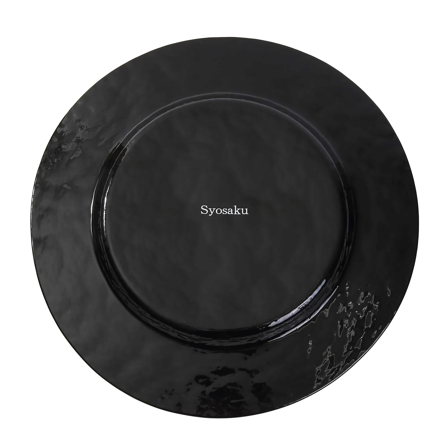 Assiette à dîner japonaise en verre Urushi Ø 31 cm, noir de jais avec feuille dorée, passe au lave-vaisselle