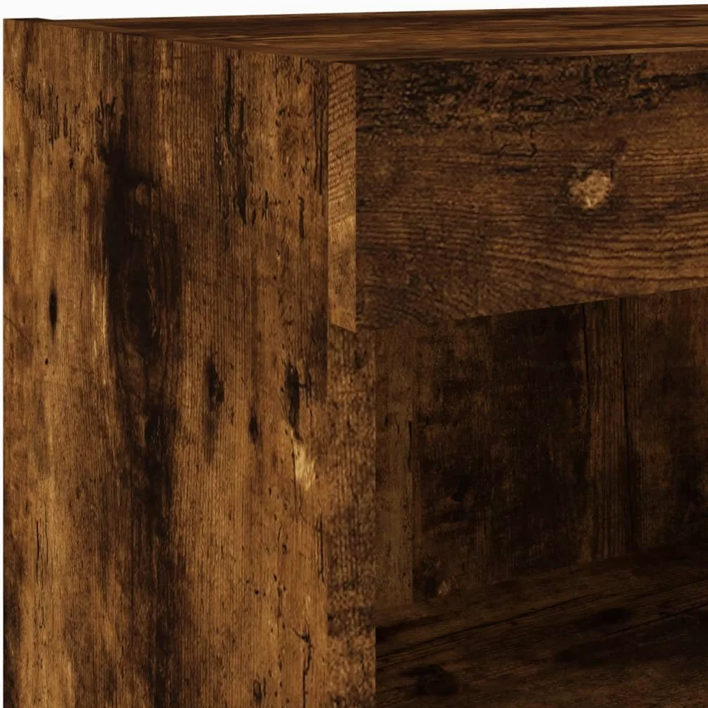vidaXL Meuble TV avec lumières LED chêne fumé 60x30x30 cm