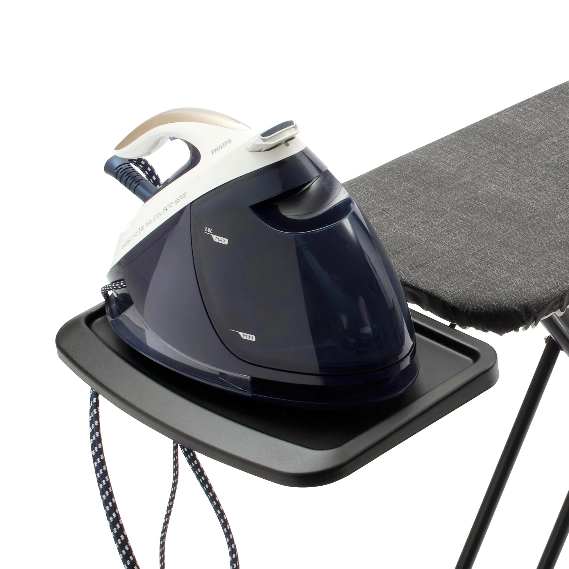 Brabantia - Table à Repasser - Planche à Repasser XL - Table Repassage avec Plateau Extra-Stable - avec Verrouillage de Transport - Table à Repasser Pliable Denim Black - 124 x 45 cm