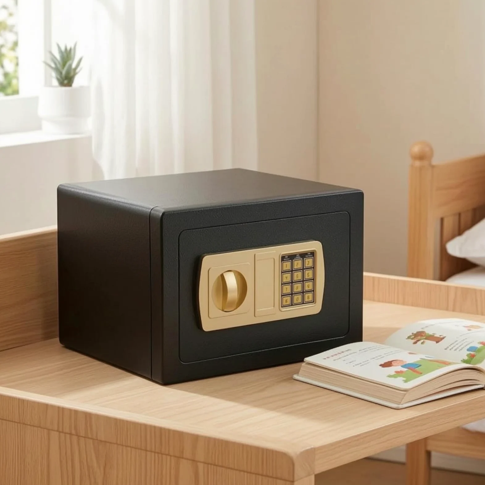 Tirelire Coffre-Fort Métallique Mini Coffre-Fort Sécurisé Caisse pour Enfants, 20E Noir, Modèle Standard sans Fente