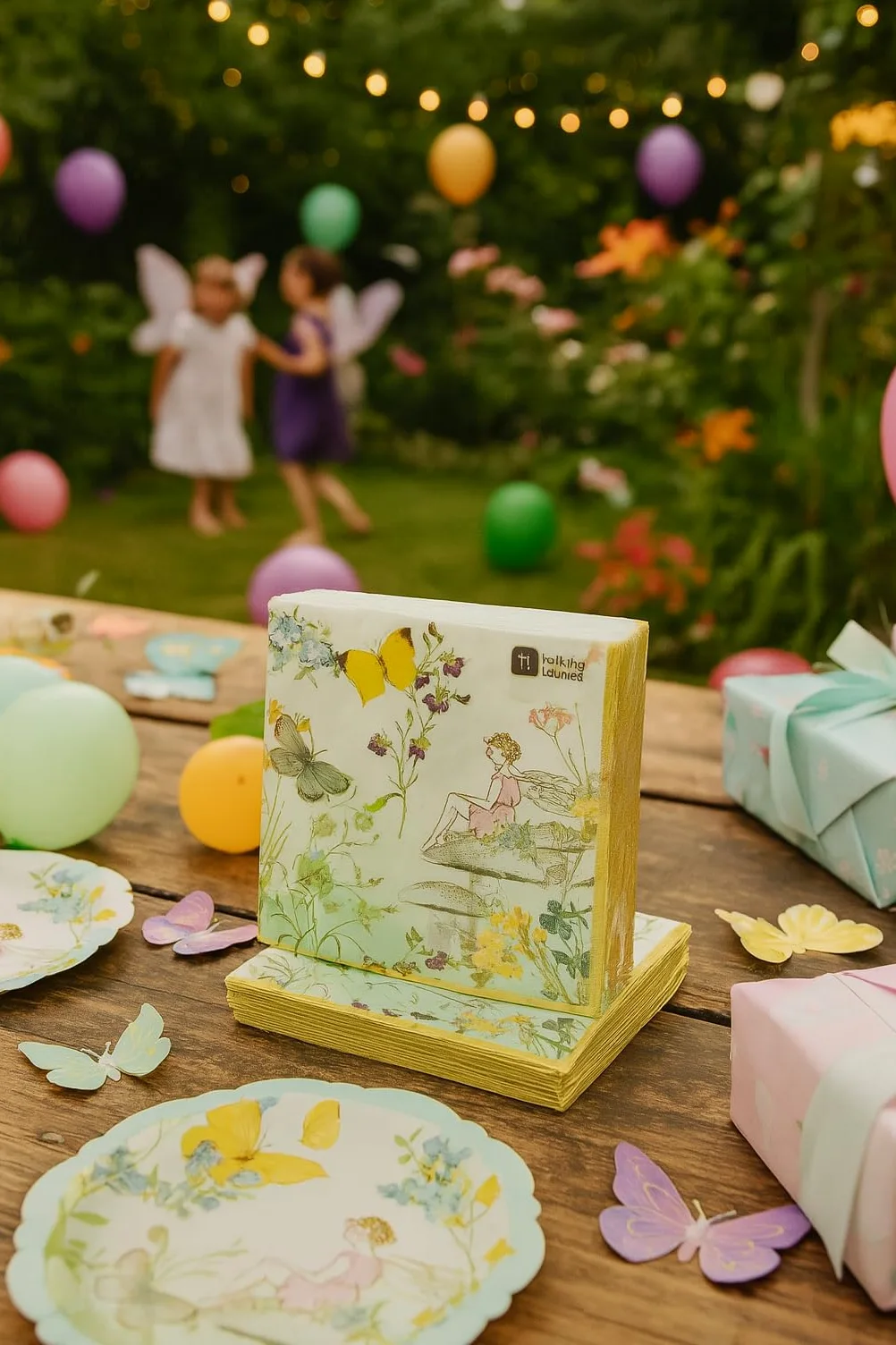 Talking Tables Lot de 240 serviettes en papier motif fée - Jolies serviettes en papier - Fournitures de fête et décorations de papillon pour filles, anniversaire, jardin, fête d'été, barbecue