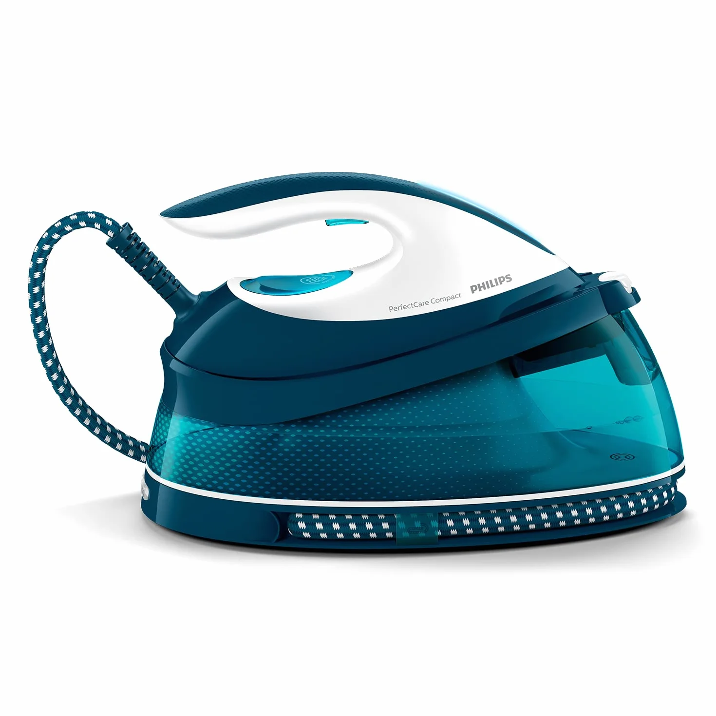 Philips PerfectCare Compact Plus Centrale Vapeur - 2400W, 400g, Pression de 6,5 bars, Technologie OptimalTEMP, Réservoir de 1,5 L, Bleu/Blanc (GC7844/20)