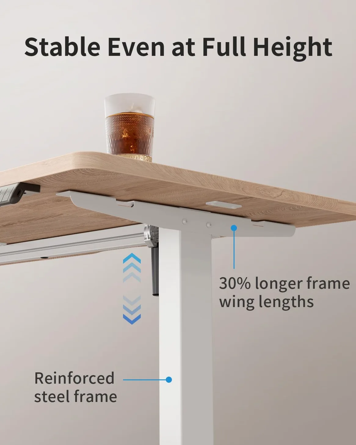 FEZIBO Bureau Assis Debout avec Ports de Charge USB-A et USB-C - 140 x 70 cm - Bureau électrique réglable en Hauteur - Standing Desk- Chêne