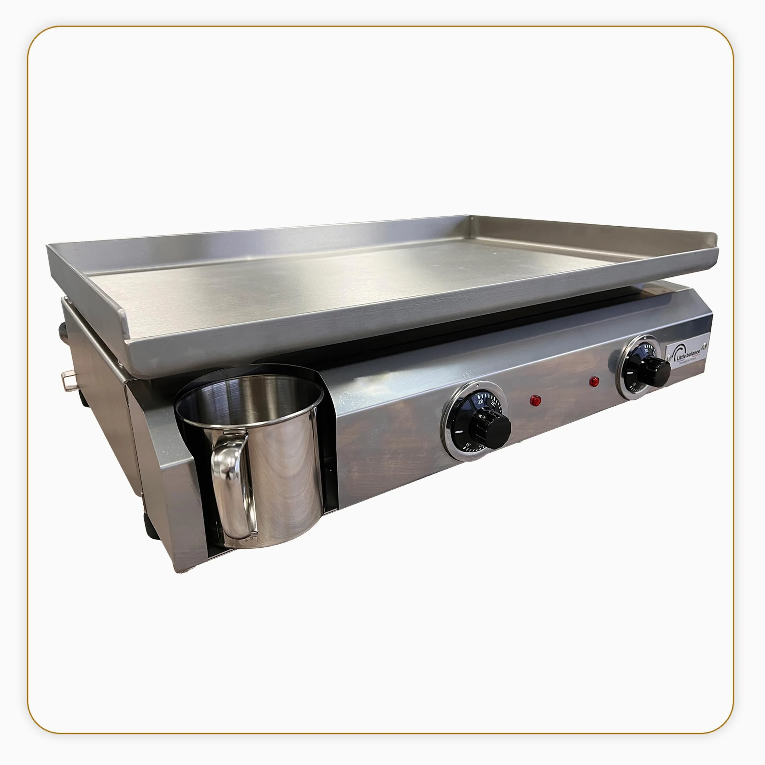 LITTLE BALANCE 8679 Amplitude 60-40, Plancha électrique semi professionnelle, 2 zones de cuisson indépendantes, 3000 W, Fabrication 100% française, Tout Inox