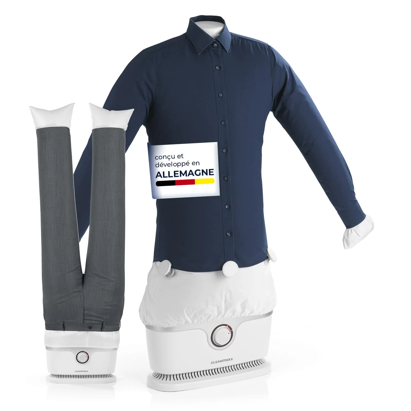 CLEANmaxx Appareil de repassage automatique de chemises pour sécher et défroisser les chemises et les chemisiers | Accessoire pour pantalons est inclusif | Innovante et douce aux vêtements