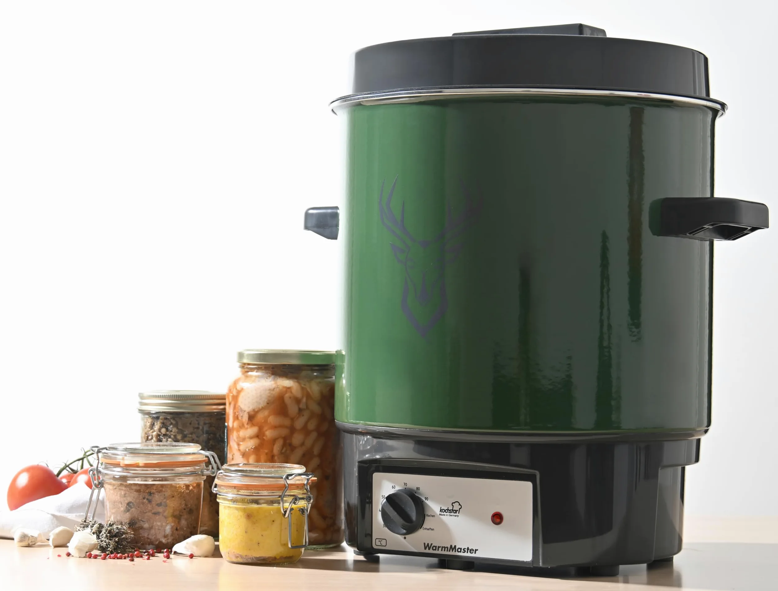 KOCHSTAR K99125035, Stérilisateur de bocaux électrique, Thermostat, 27 litres, Acier Emaillé, Décor Cerf
