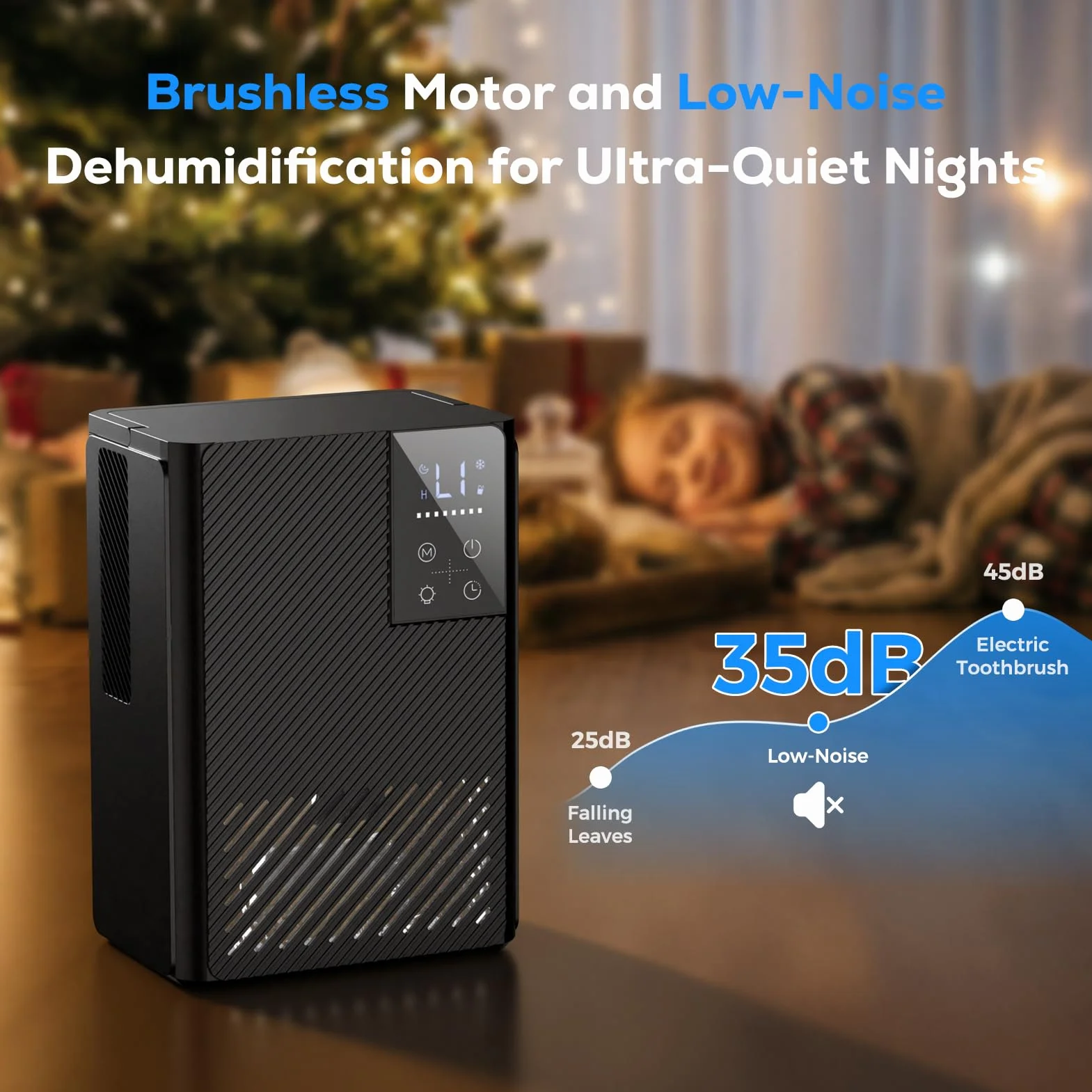 Deshumidificateur d Air 2500ML, Déshumidificateurs Electrique Silencieux Econome en Energie, Anti Moisissure, Auto-Arrêt & Dégivrage, Minuterie, LED 7 Couleurs, Idéal pour Chambre/Salle de Bains