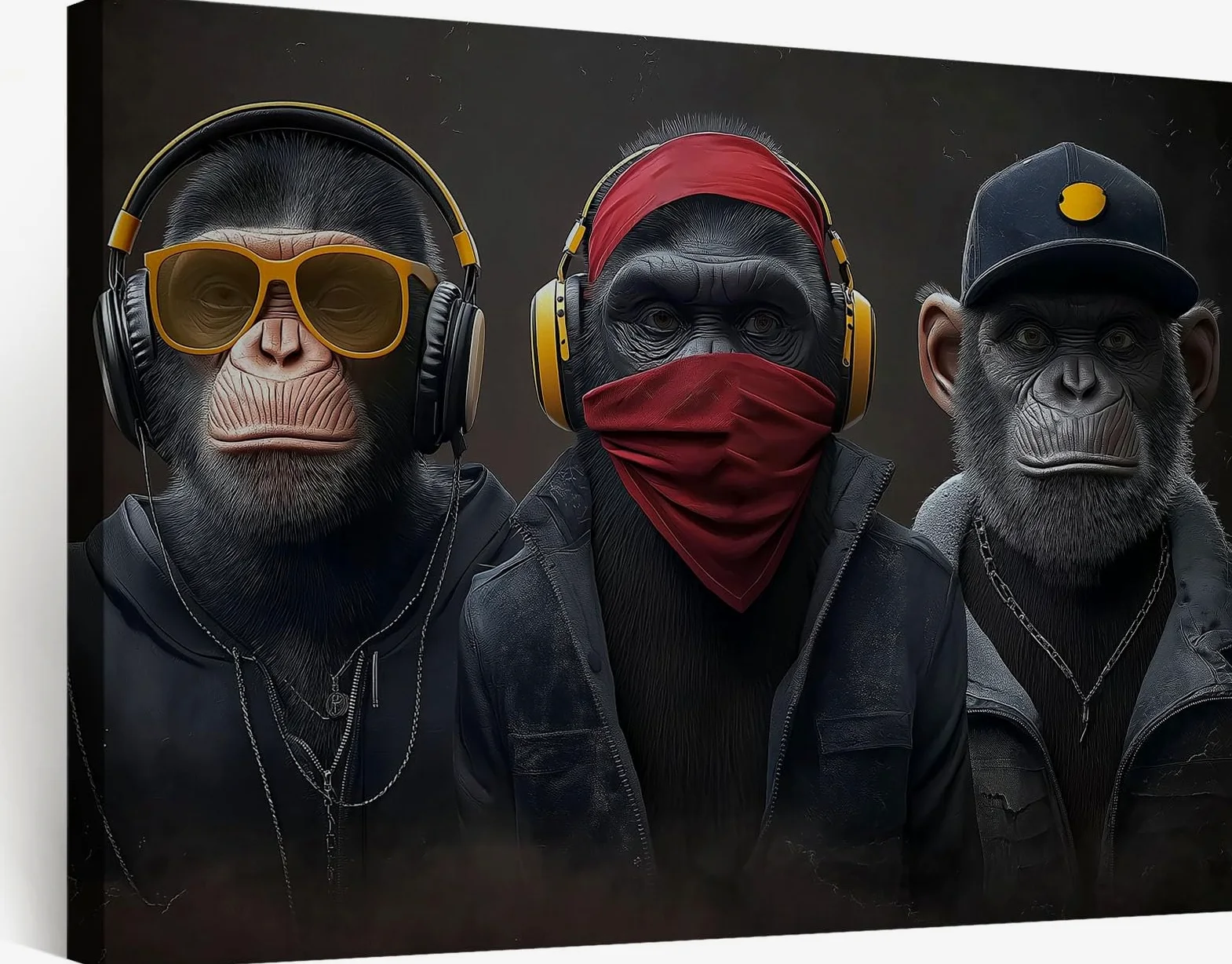 Générique Impression sur Toile avec Cadre en Bois Photo Peinture 70x50 cm Tableau Decoration Murale Salle de Jeux Gaming Chambre Garçon, Art Moderne Street Art Moderne Imprimé Animal Singe