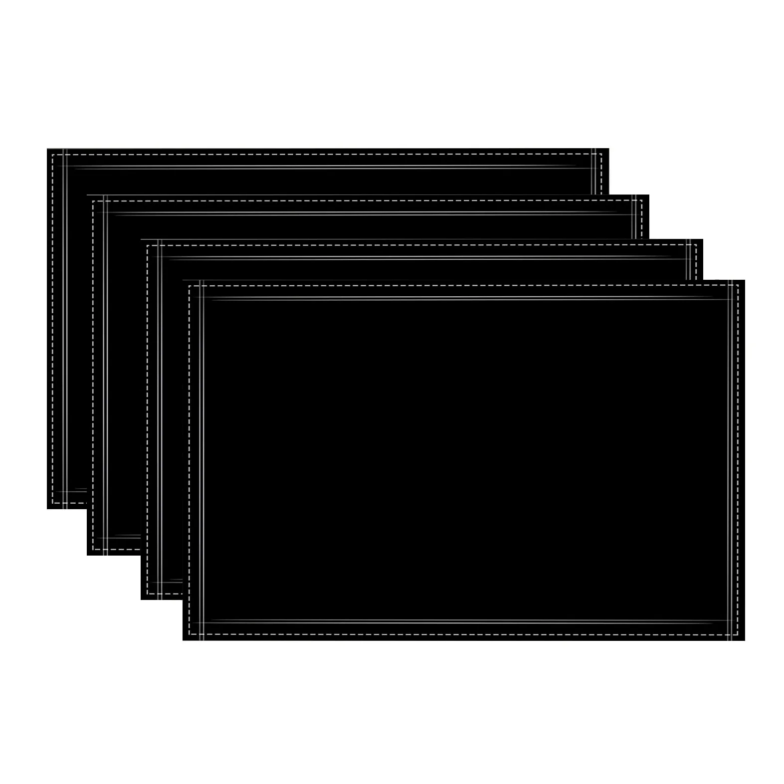 Napperon en Lin Noir Pur 4/6 pièces, Tapis de Table, Cuisine Salle à Manger, décoration la Maison(4PC 30X45CM)