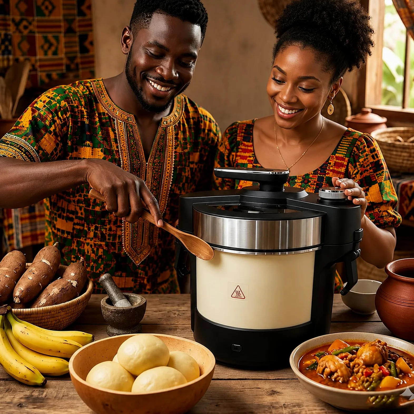 Machine automatique à avaler les aliments 6L Fufu Maker, Machine électrique à écraser l'igname, Machine de cuisson et de pilage 1000W, pour Fufu, Amala, Banku, nourriture africaine pour 5 à 6 personne