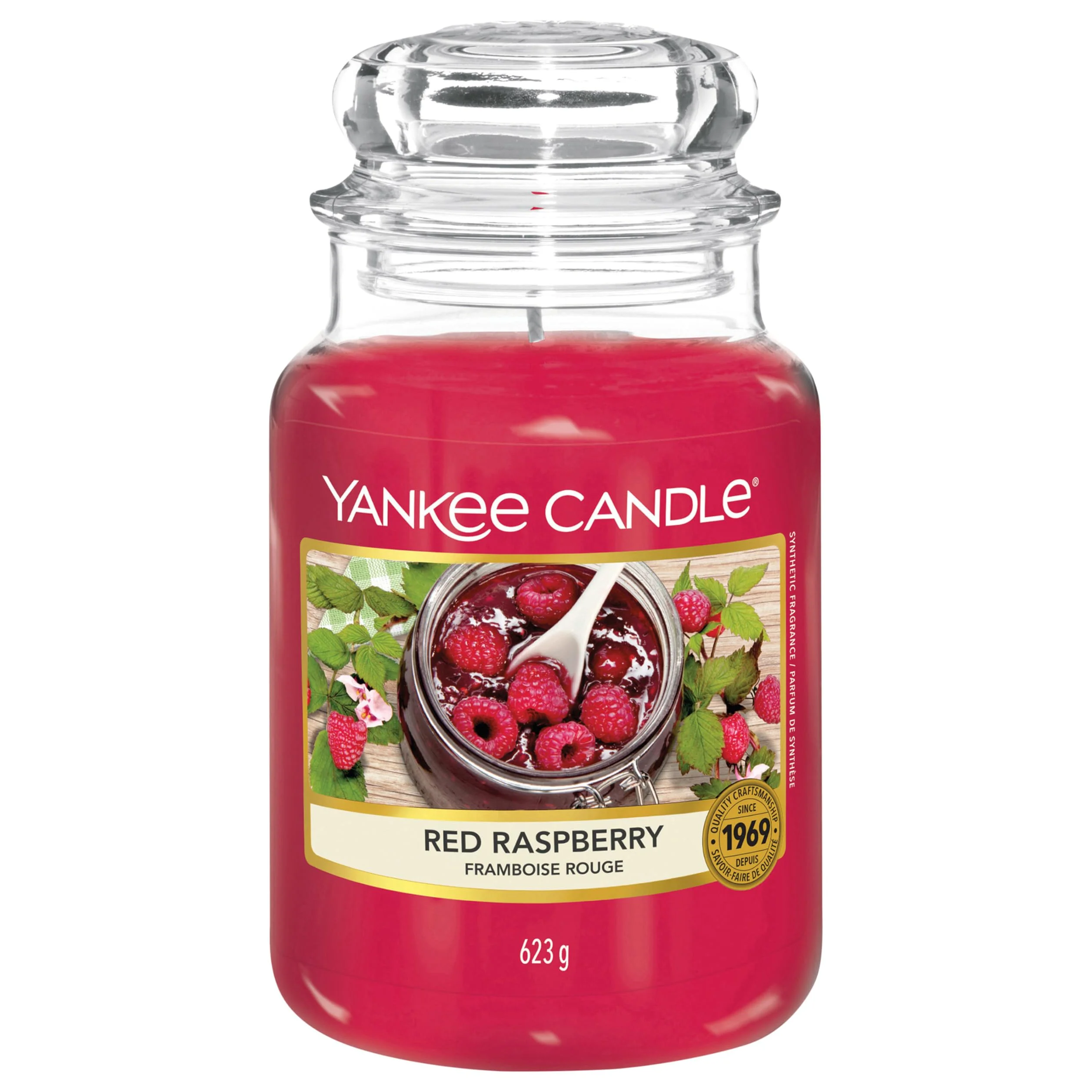 Yankee Candle bougie jarre parfumée | grande taille | Framboise rouge | jusqu’à 150 heures de combustion