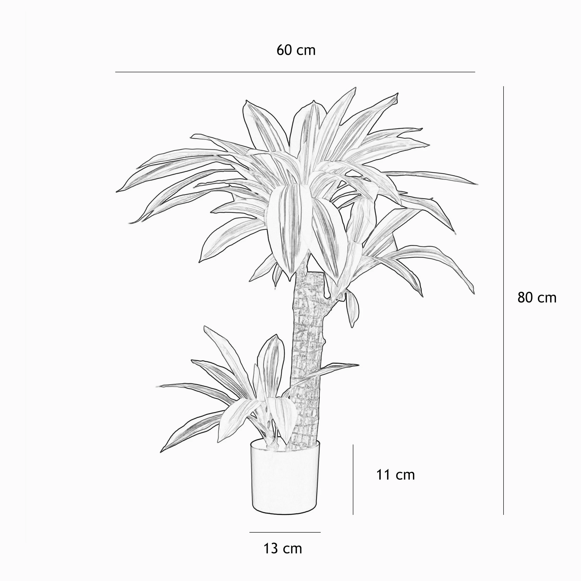 LIGNE DÉCO - Dracena Artificiel - Décoratif - Élégant - Tendance Déco - Durable - Entretien Facile - Plante Artificielle Intérieur - Plastique - 80cm