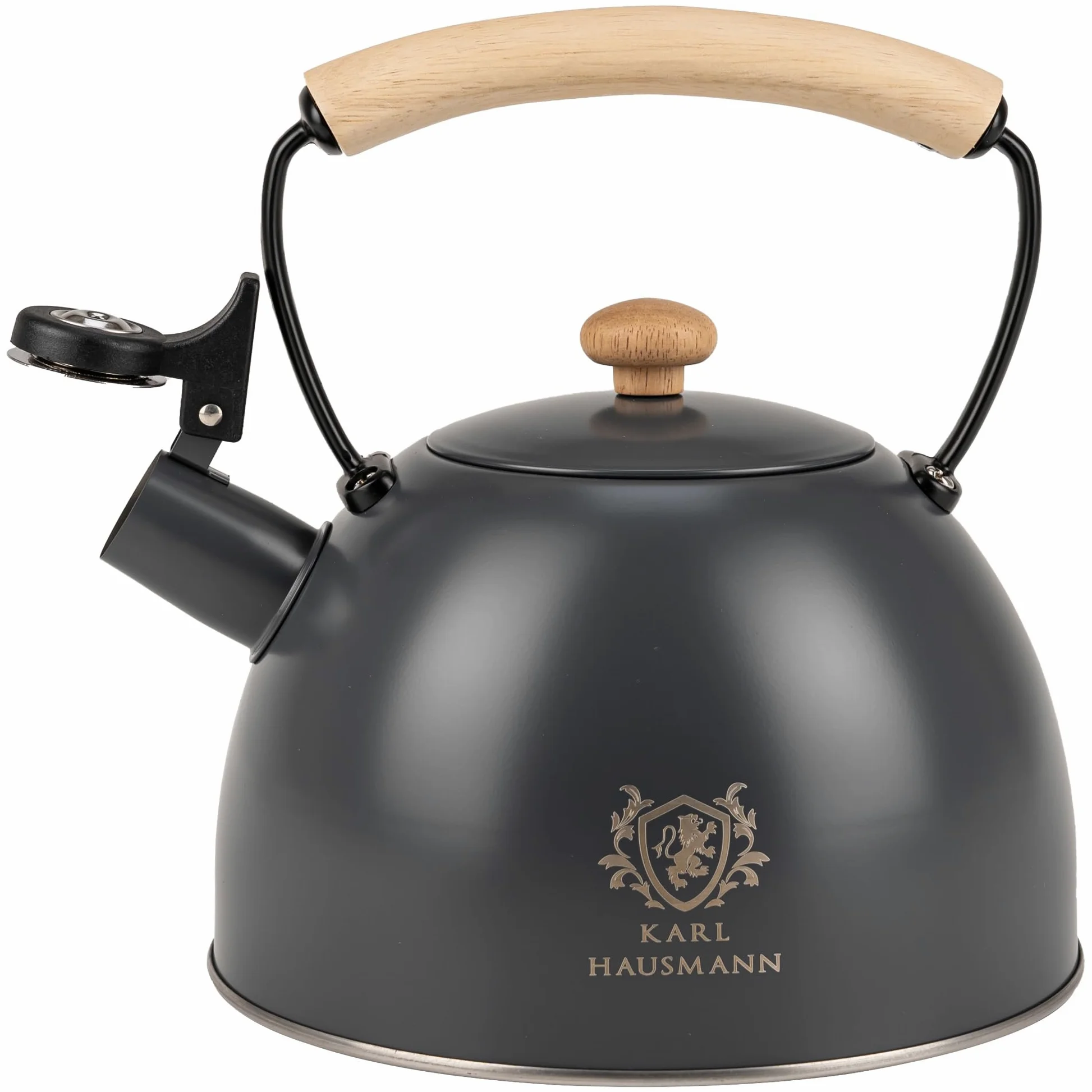 KARL HAUSMANN Bouilloire Induction 2,5L Inox avec Sifflante - Gris Theiere Cuisine pour Plaque Gaz, Vitrocéramique et Électrique - Grande Capacité Eau Chaude avec Couvercle Amovible