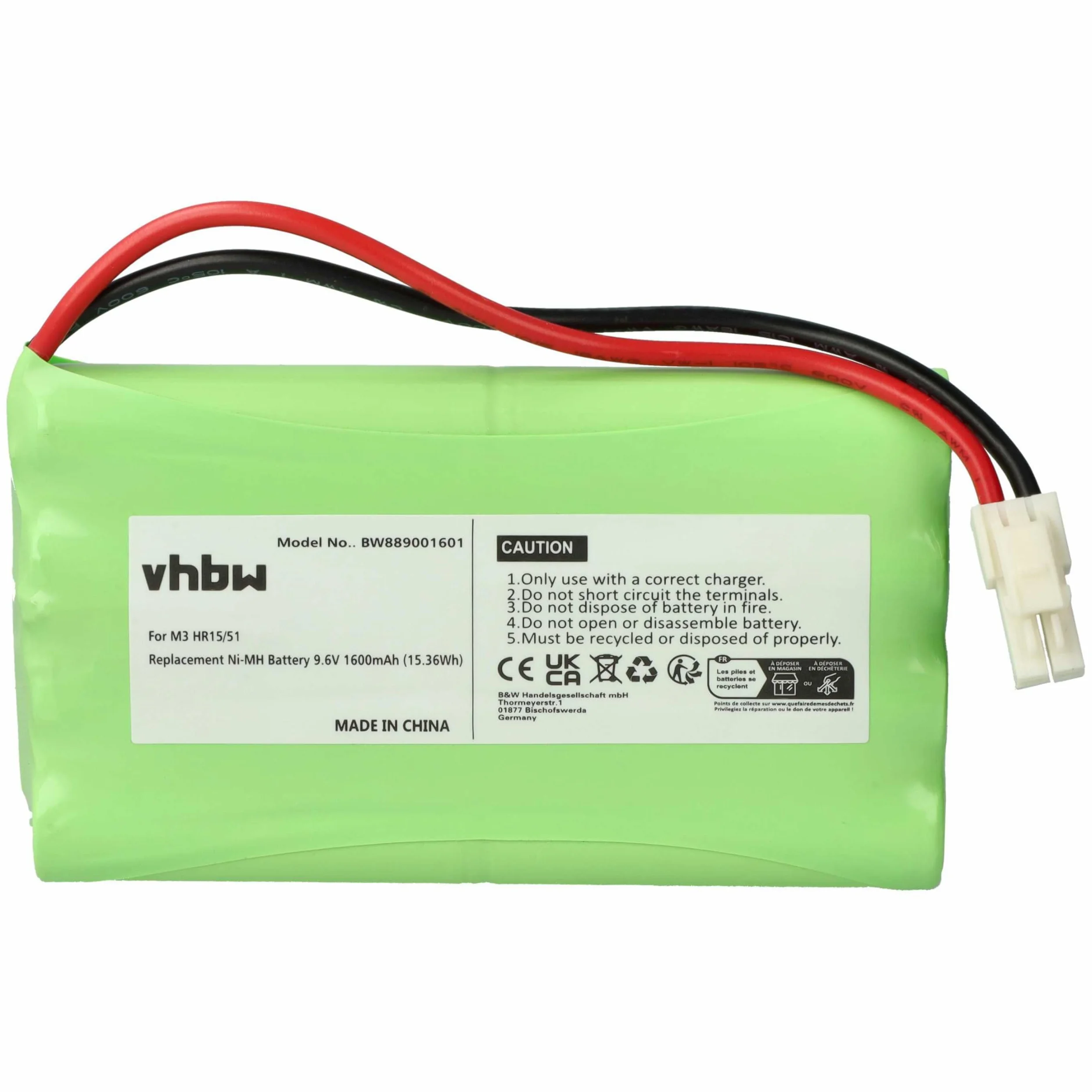 vhbw Batterie Remplacement pour Somfy 5071688 | 2400720, 5008956 pour motorisation de porte ou portail (1600mAh, 9,6V, NiMH)