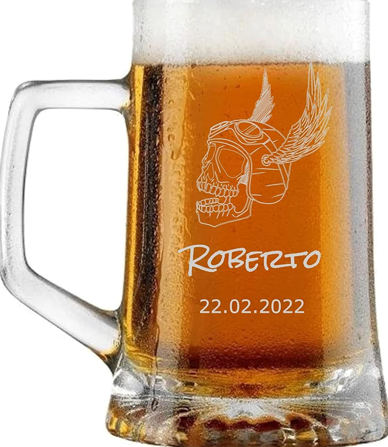 Verre à bière personnalisé Chope à bière gravée Personnalisable avec noms, initiales, date et différents caractères. Idée cadeau (4 pièces)