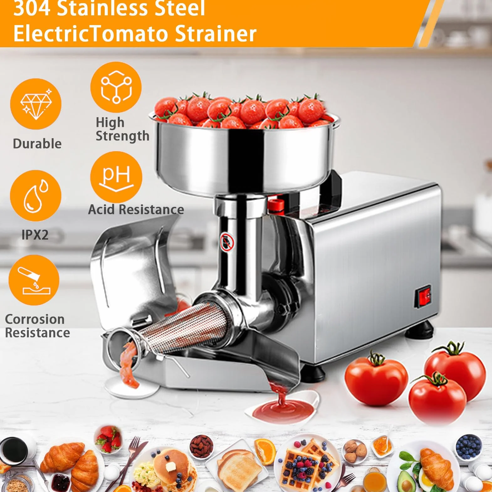 Machine à sauce tomate électrique – Passoire à fruits et légumes en acier inoxydable pour sauces et purées faites maison