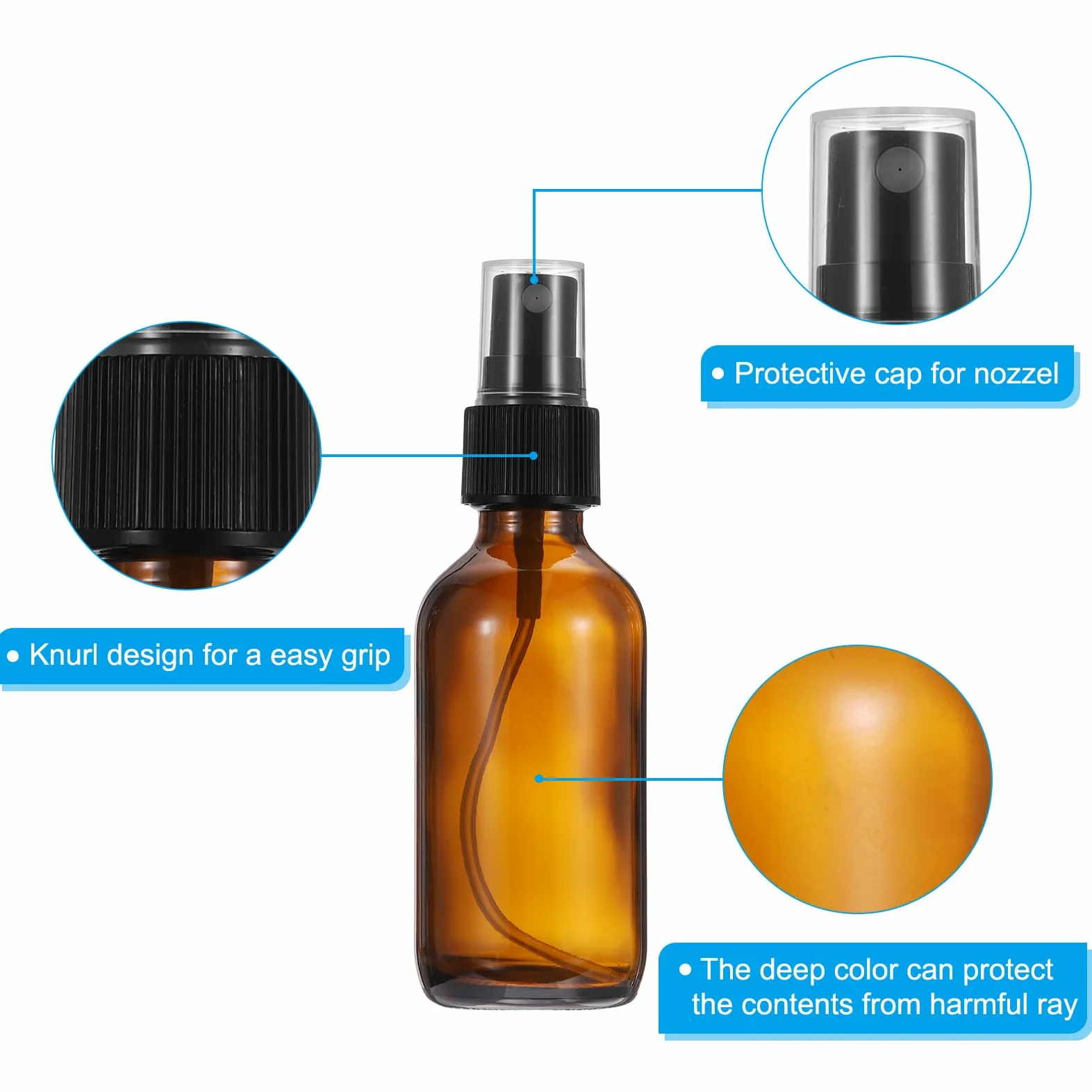 PATIKIL 2oz Flacons Vaporisateurs En Verre, 24pcs Buses Anti-Fuites Vides Pour Solutions De Nettoyage Plantes Cheveux, Marron Noir