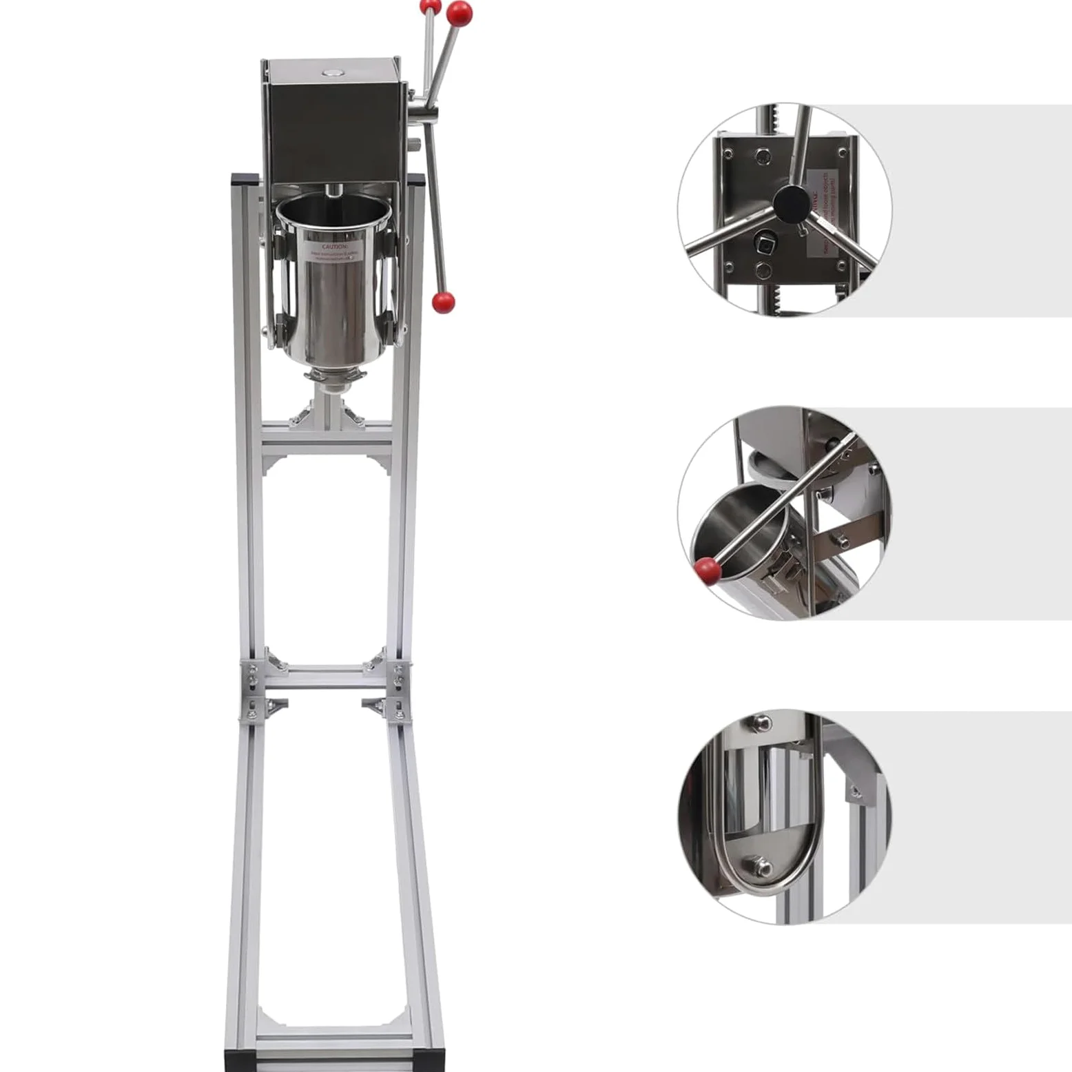 Machine à churros latine, 3L 5L 7L, en acier inoxydable, avec 6 buses, support de travail en forme de L, pour une utilisation professionnelle ou domestique,7L