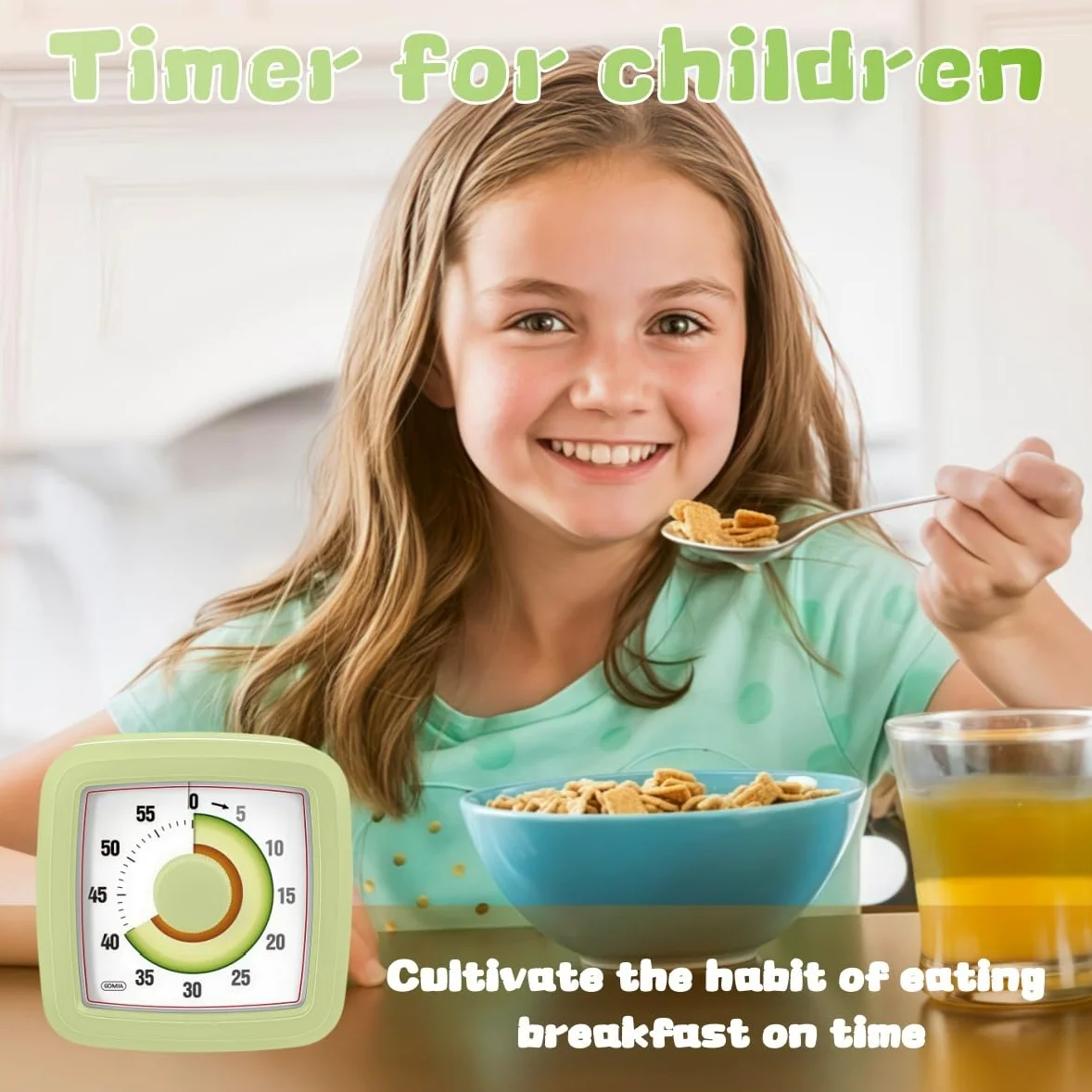 Minuteur visuel pour enfants pour cuisine, salle de classe, cuisine, apprentissage, chambre, bureau, compte à rebours de 60 minutes Pomodoro pour enfants atteints d'autisme et de TDAH (style avocat)