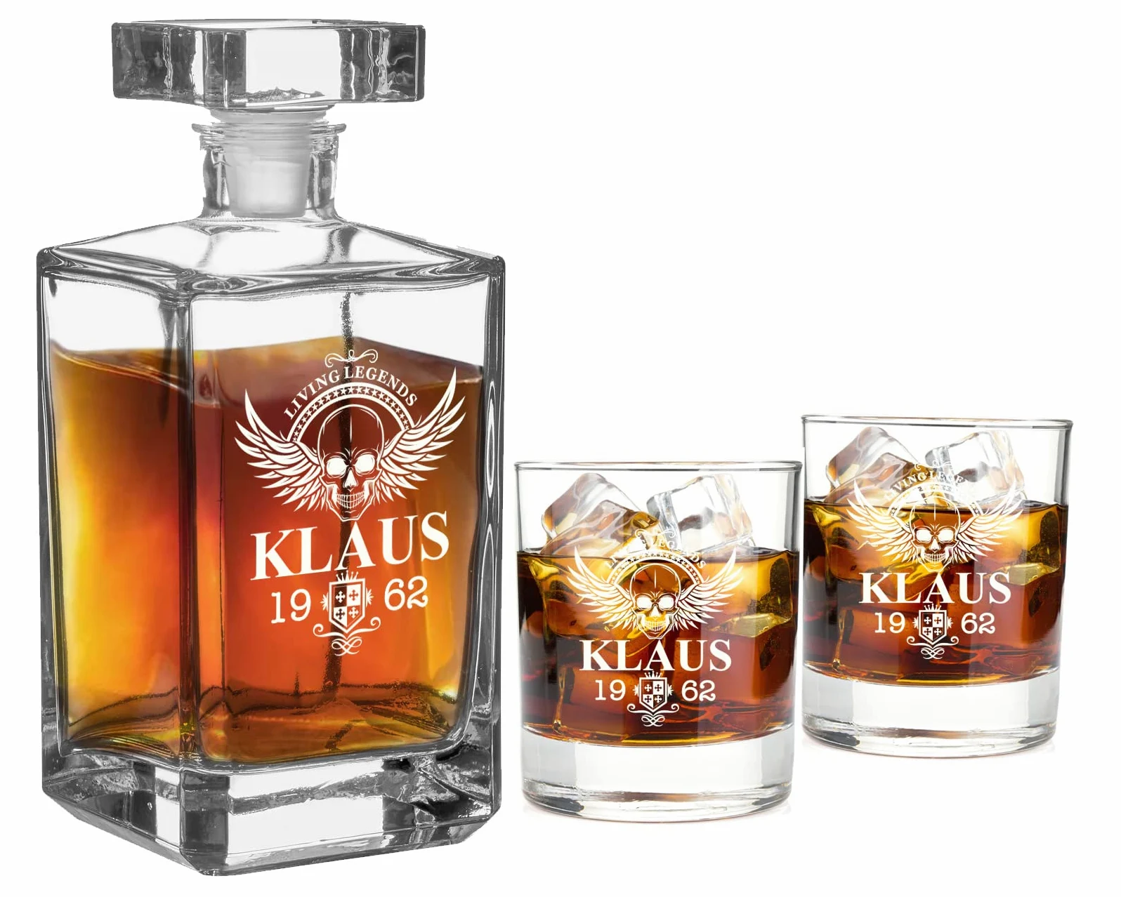 Carafe Whisky Personnalisée avec Texte Gravé au Laser, Différents Designs, Cadeau d'Anniversaire Unique pour Mari, Taille 700ml