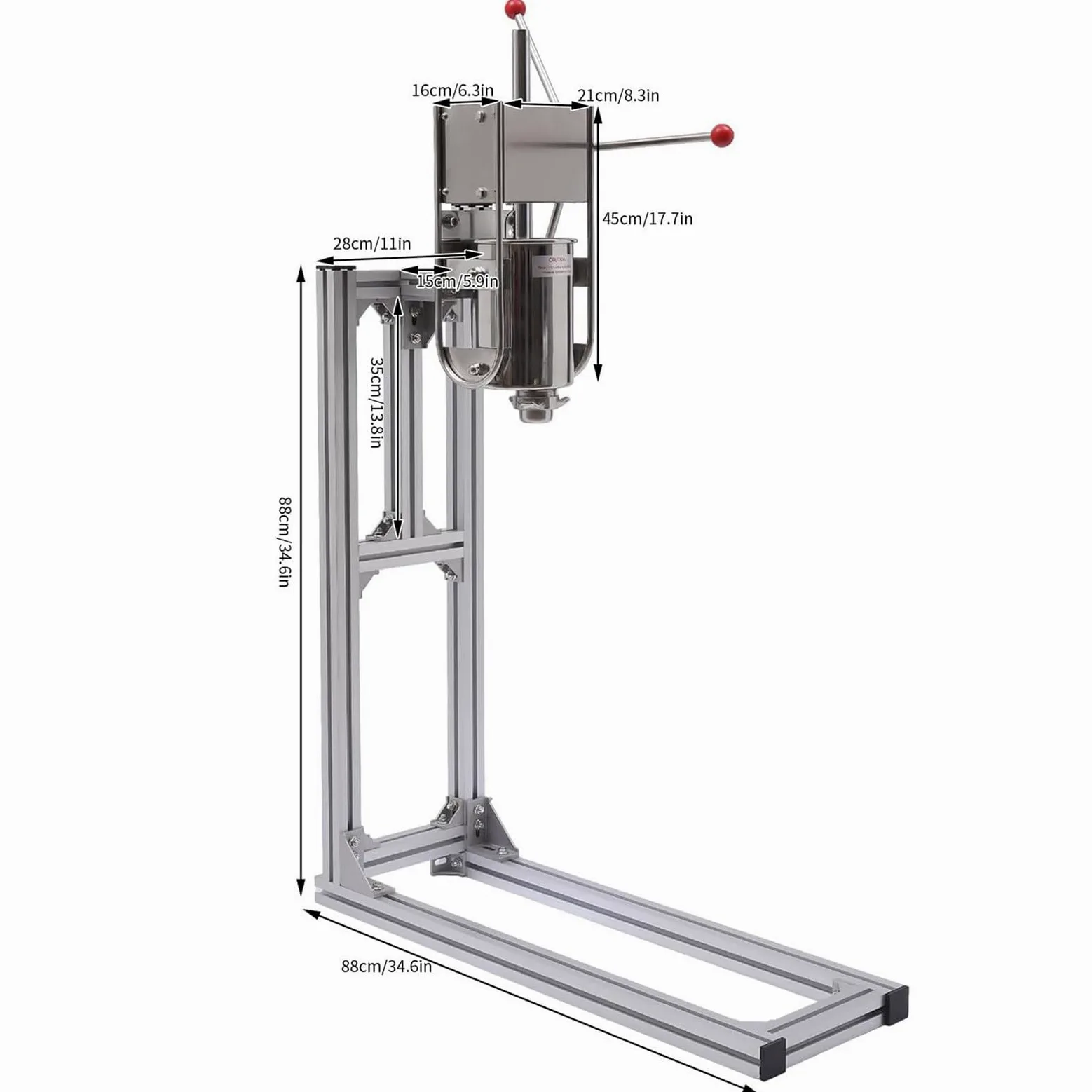 Machine à churros latine, 3L 5L 7L, en acier inoxydable, avec 6 buses, support de travail en forme de L, pour une utilisation professionnelle ou domestique,7L