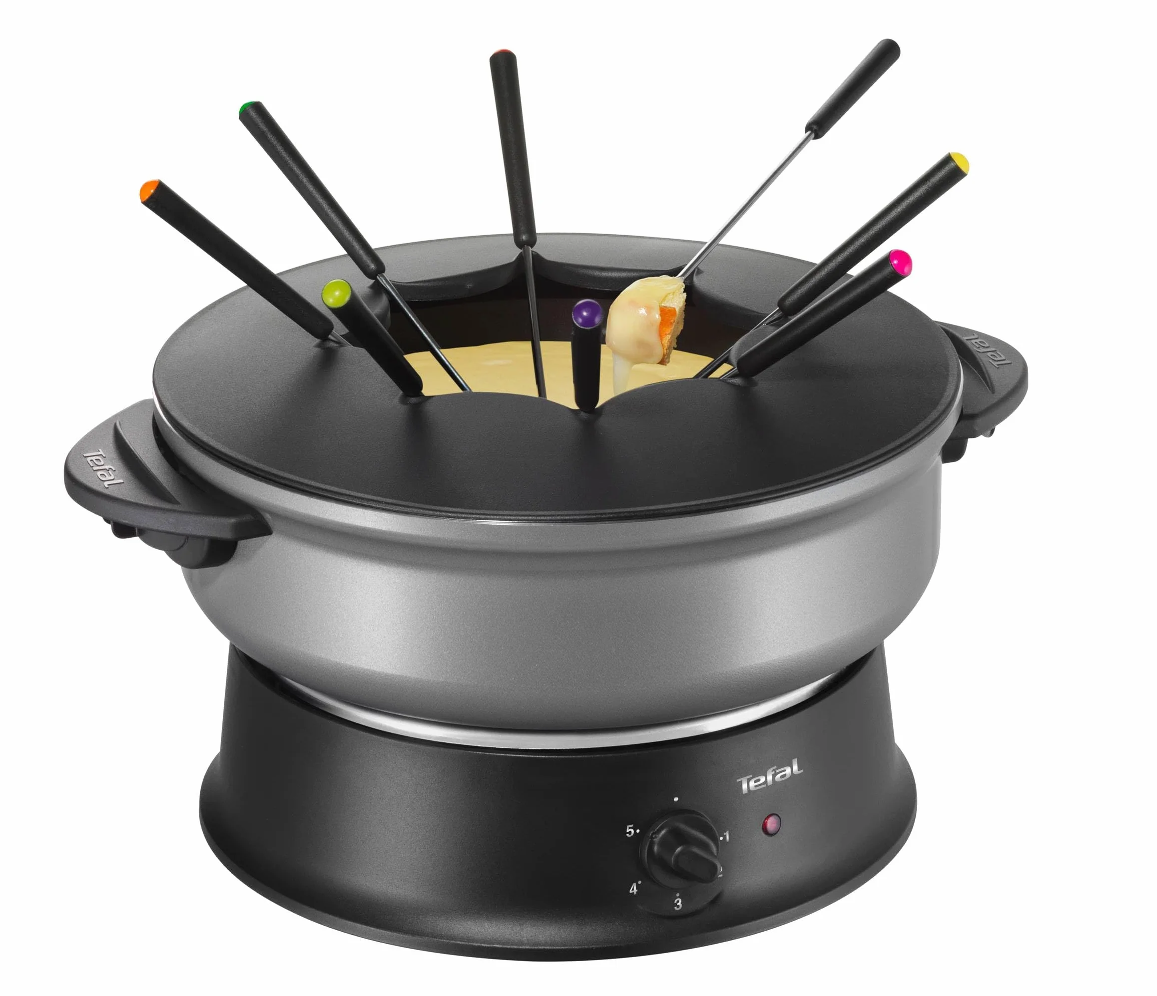 Tefal Wok + Appareil à Fondue, Couvercle Verre, Thermostat Réglable, Cuve Antiadhèsive, Caquelon Aluminium, 8 Fourchettes Incluses WK302013