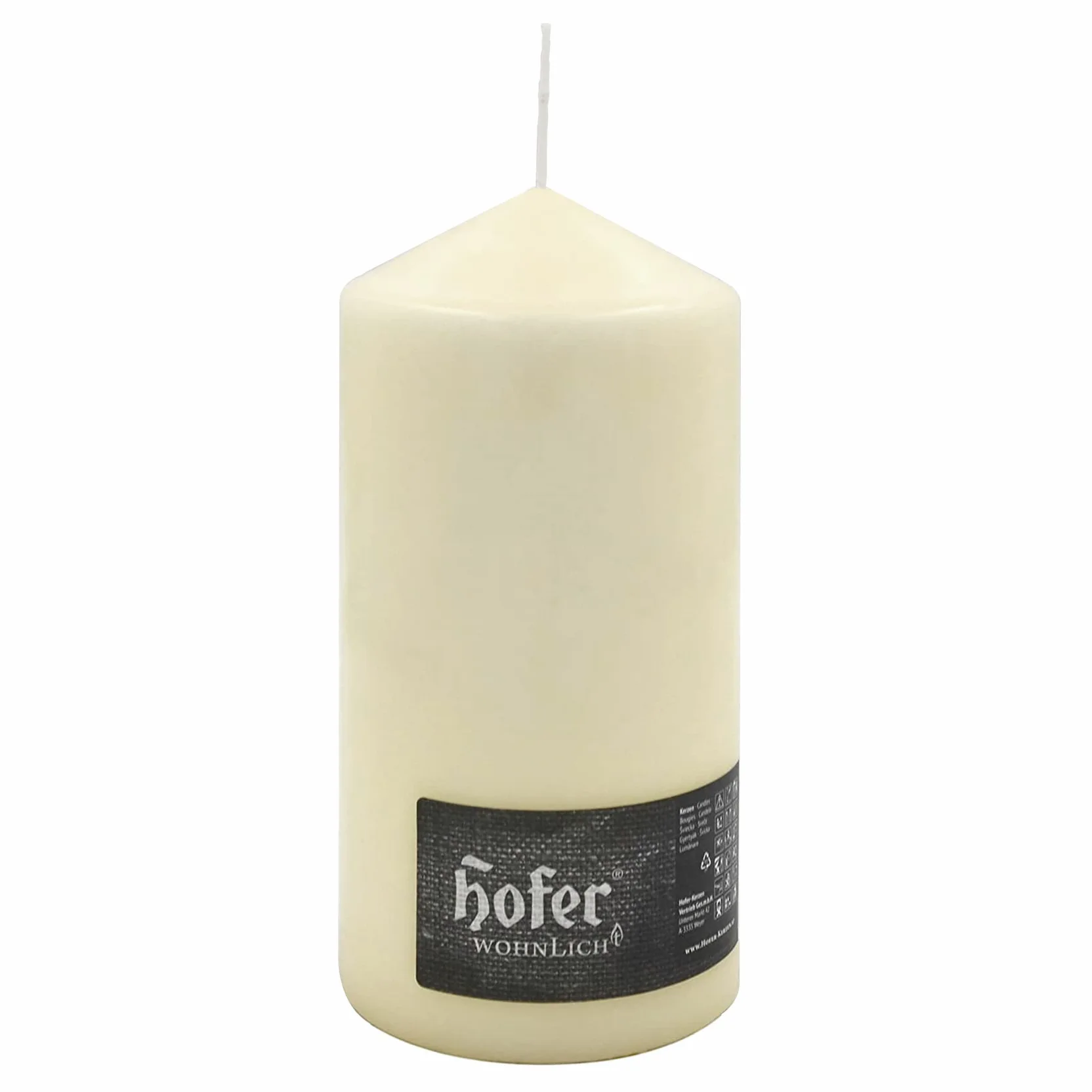 Hofer Bougies Pilier - 2 pièces - 110 Heures de Combustion - Ivoire - 10 cm x 20 cm - Cire Non parfumée, sans Gouttes, Longue durée, qualité UE