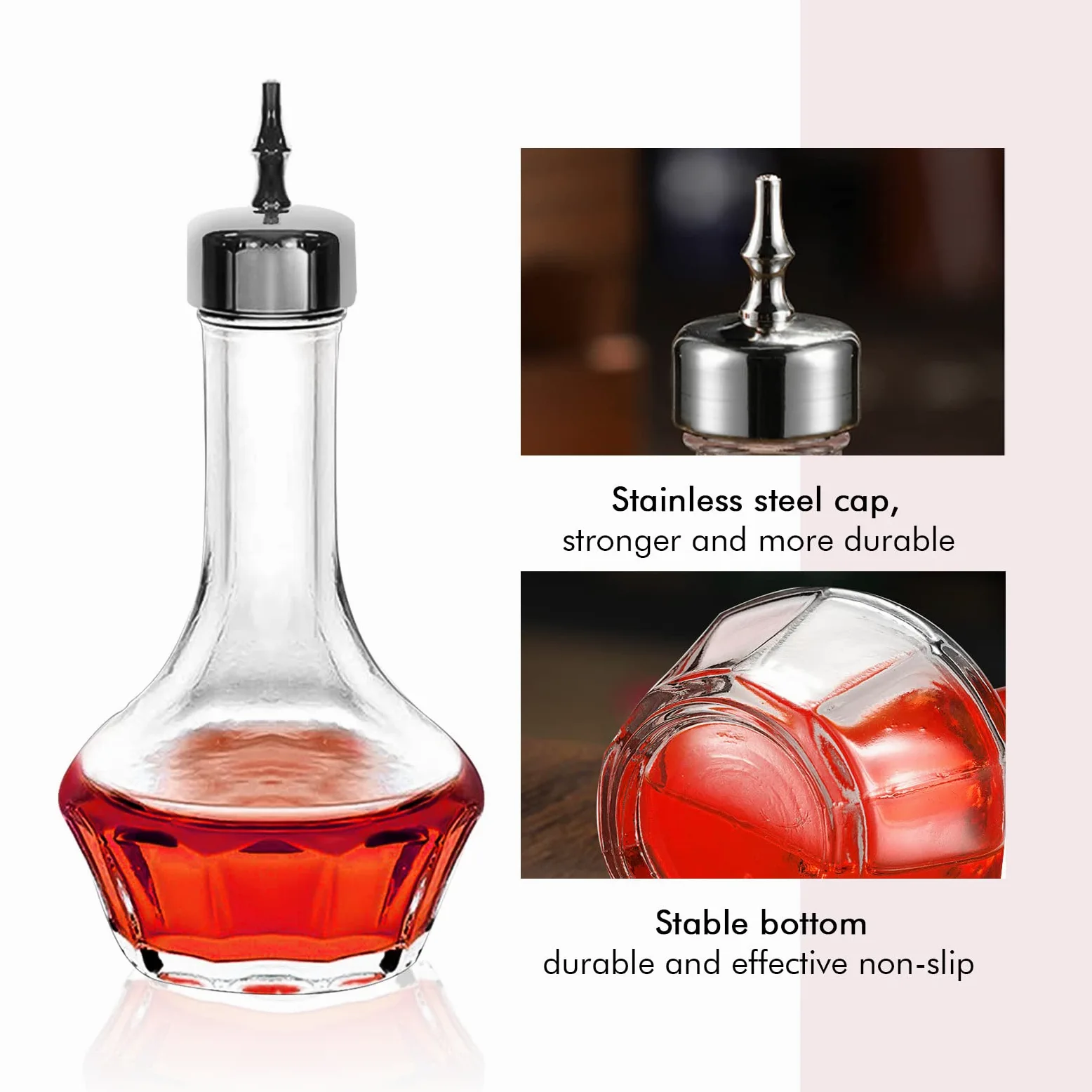 Bitters Lot de 6 bouteilles en verre avec bouchon Dasher, outil de bar professionnel pour faire des cocktails 50 ml