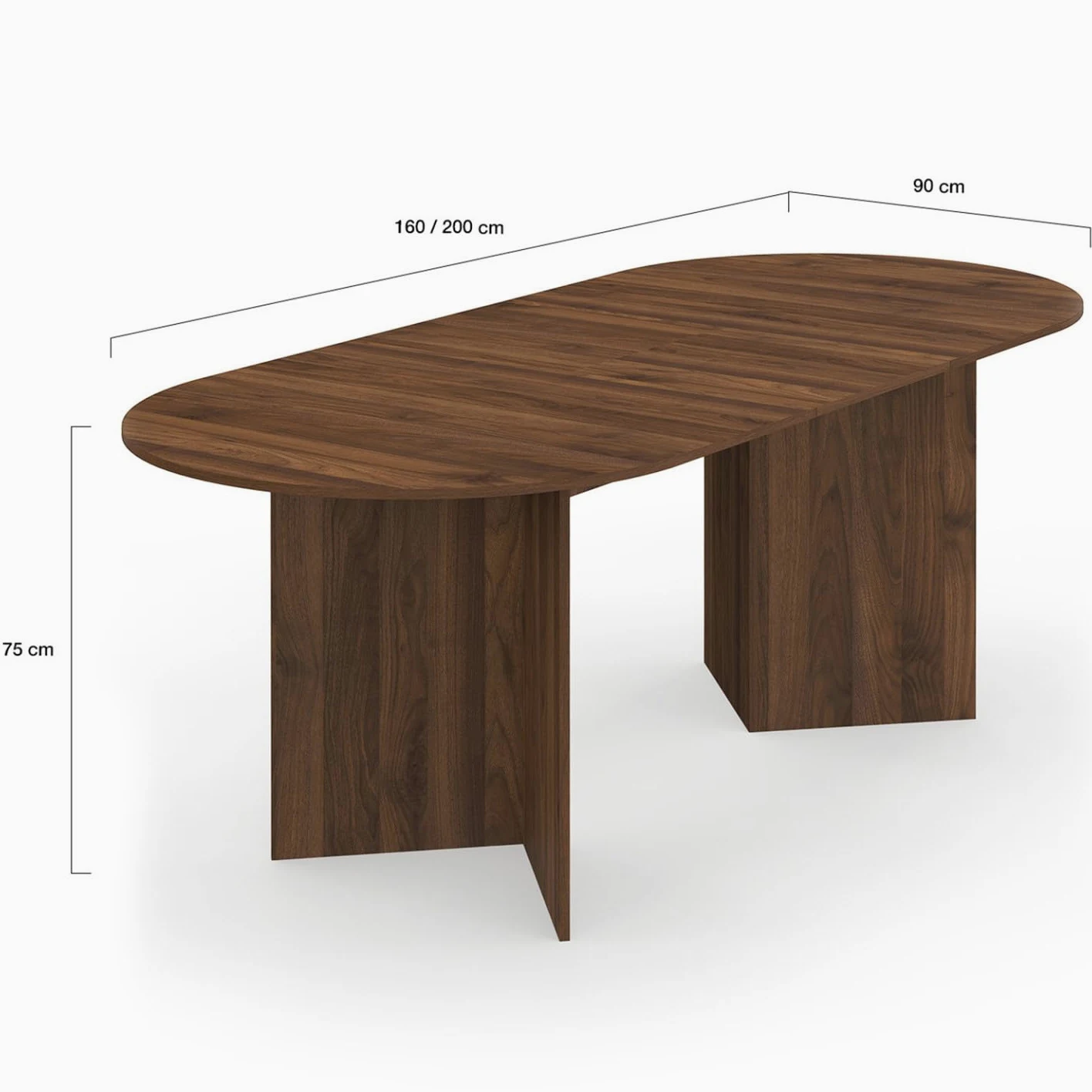 IDMarket - Table à Manger Extensible Ovale Marthe 6-10 Personnes Noyer 160-200 cm