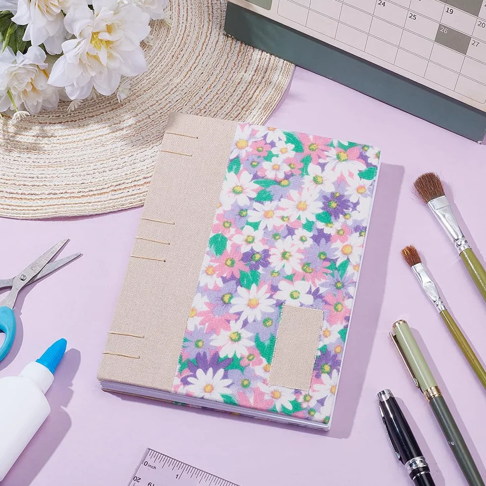 WEBEEDY Kit de Reliure de Journal 58 Pcs de Création de Reliure Fleurie A5 de Création de Livre Complet avec Fil, Aiguilles à Coudre, Papier, Outil de Pliage de Papier pour Adultes, 15X21cm