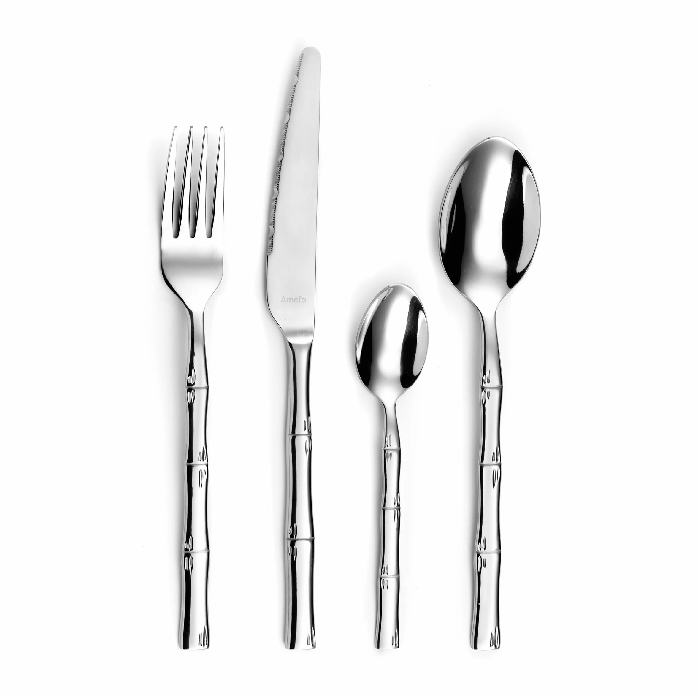 AMEFA Karma - Couverts de table, ménagère 24 pièces pour 6 personnes, Acier inoxydable 18/0, Fourchettes, Couteaux, Cuillères table et Cuillères à café - Finition Brillante - Couverts ino