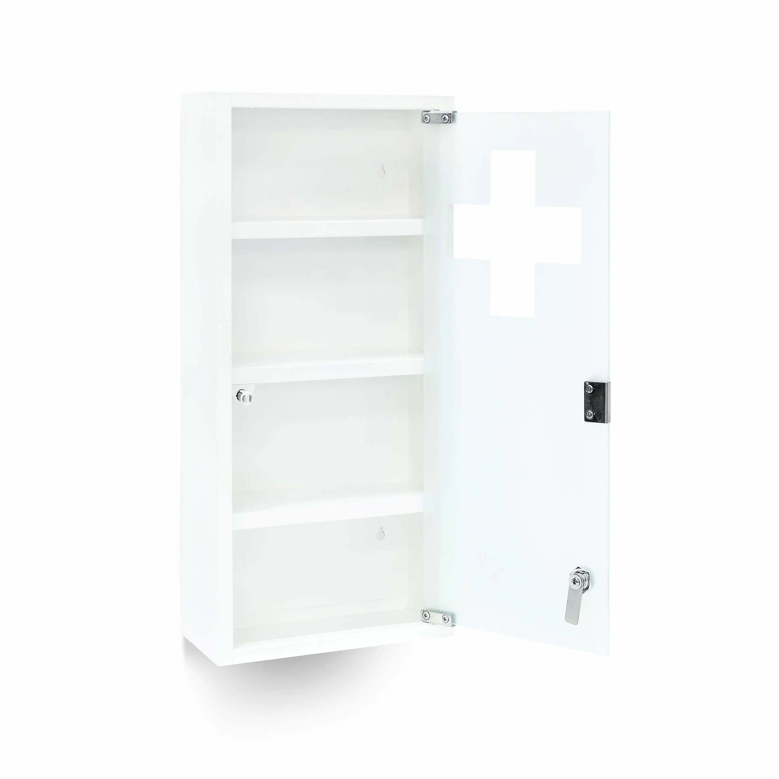 Relaxdays Armoire à pharmacie blanche inox avec porte magnétique en verre opale Hx l x P 57 x 27 x 12 cm, blanc