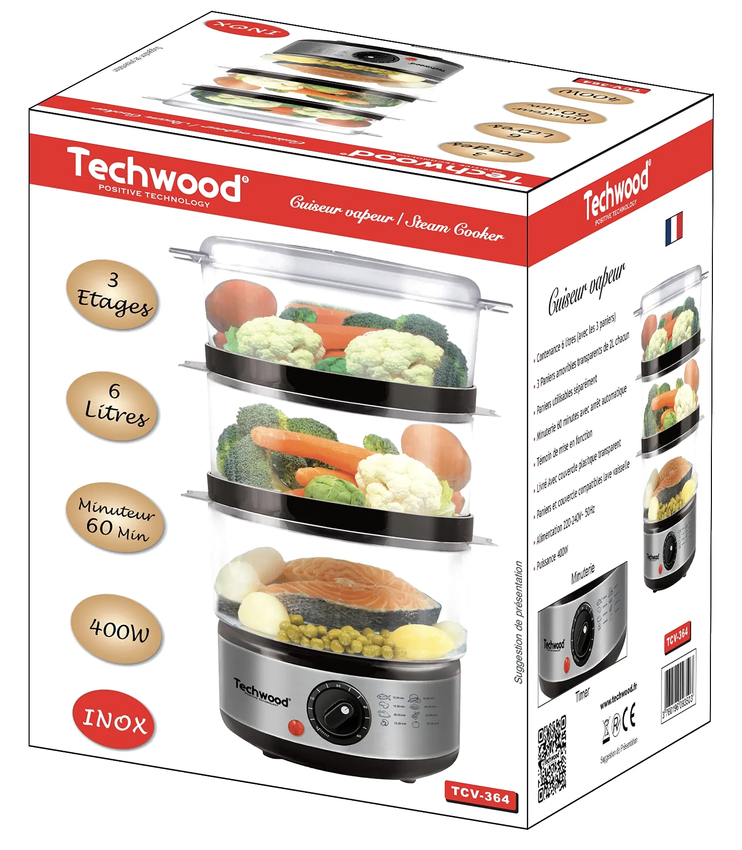 Techwood TCV-364 Cuiseur Vapeur
