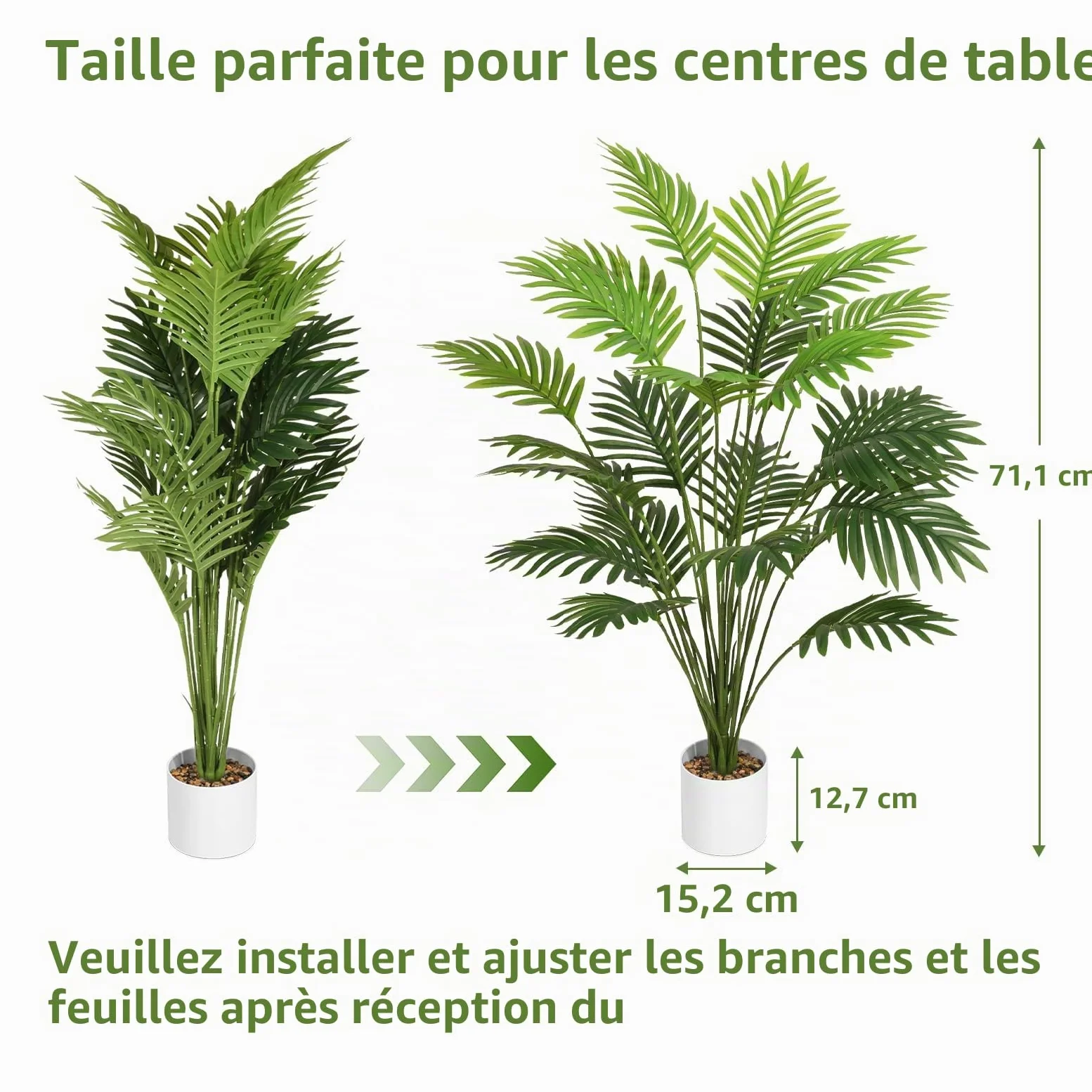 Grand palmier artificiel en pot - 71,1 cm - Pour extérieur, intérieur, maison, jardin, bureau