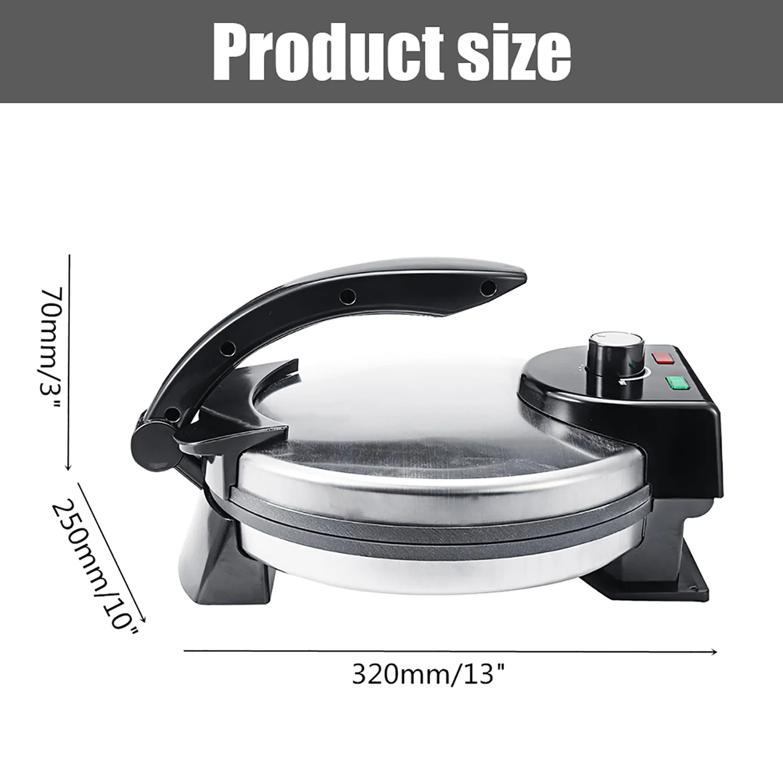 2000 W Electric Roti Maker, Tortilla Maker de 12 Pouces, Machine À Tortilla Chapati Automatique À Température Réglable, Surface Antiadhésive, Chauffage Double Face, pour Les Crêpes, Les Tacos