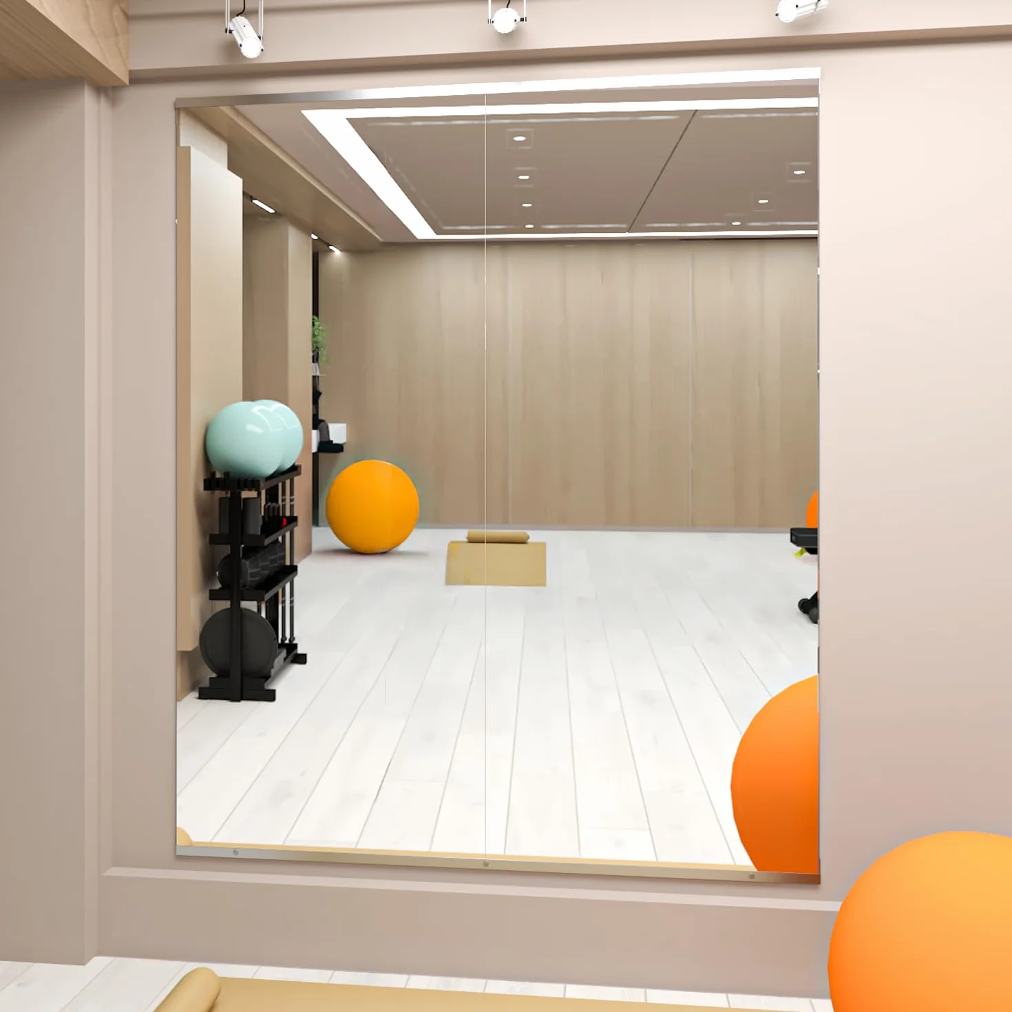 Miroir pour Salle de Sport à Domicile, 144,5 x 60 cm - 2 pièces Grand Miroir de Yoga, miroirs Pleine Longueur Le Fitness, Verre trempé,Montage Mural pour Studio de Danse, Garage