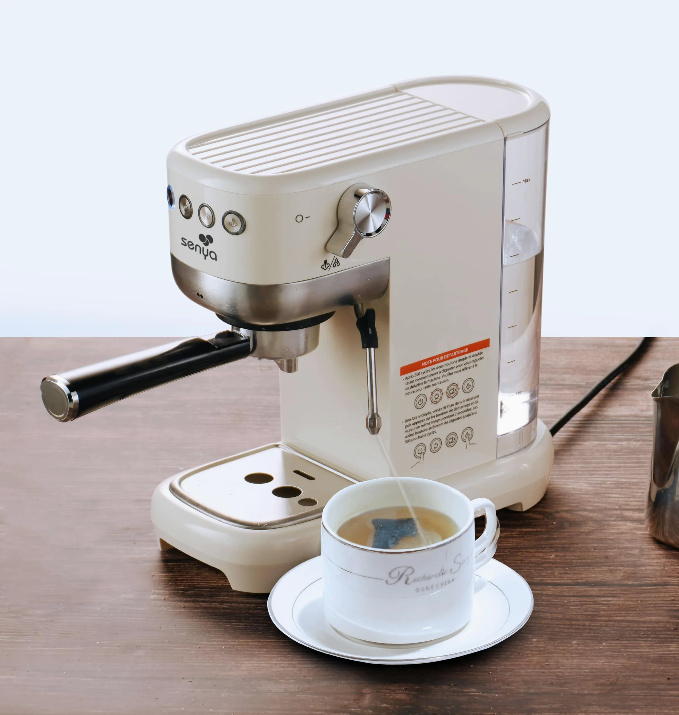 Senya Tasty Coffee Machine expresso 20 bars – Cafetière expresso manuelle 1350W avec mousseur de lait, technologie thermoblock, 1 ou 2 tasses, cappuccino & latte – Réservoir 1,1 L