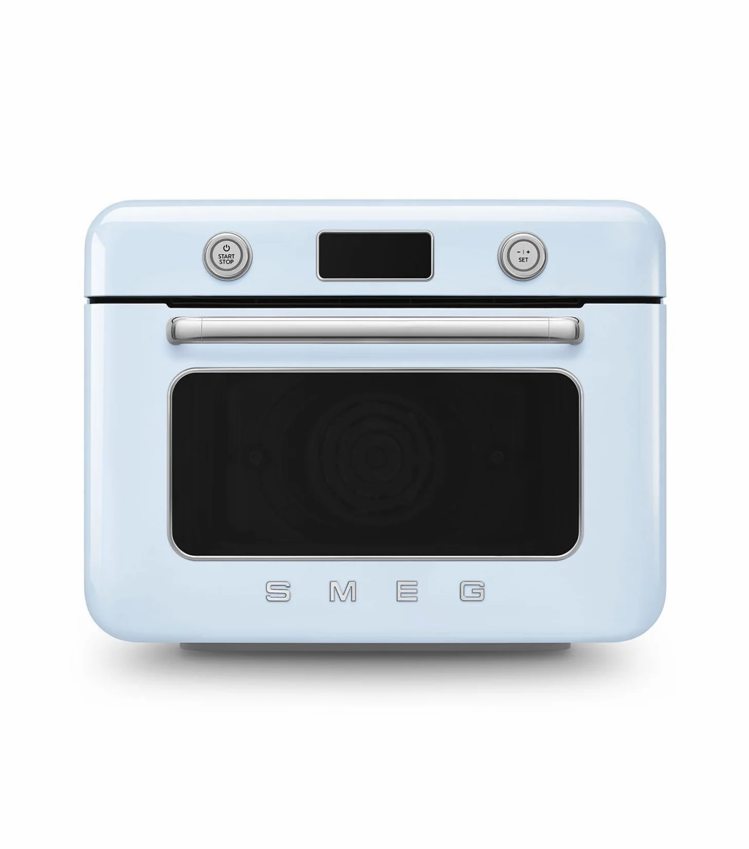 Smeg, Mini Four Combiné COF01PBEU, 10 Fonctions de Cuisson, 33 Recettes Automatiques, Réservoir Amovible, Cuisson à la Vapeur, Fonction de Détartrage, Puissance 1800W, Bleu Azur