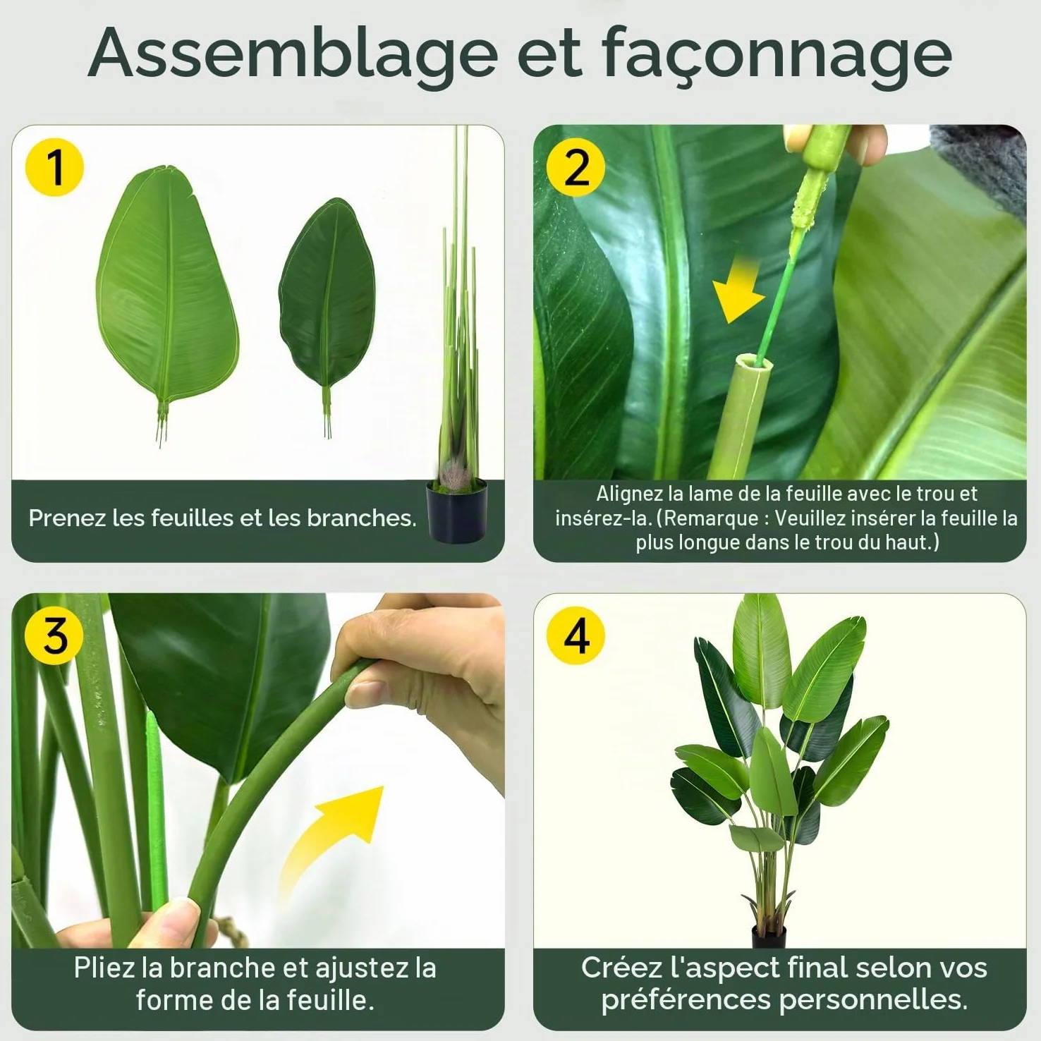 Plante Artificiel Oiseau de Paradis 160 cm, Palmier Tropical Artificiel avec 10 Feuilles, Plantes Artificielles en Pot pour Décoration Intérieur Extérieur, Salon, Bureau, Jardin, Cadeau