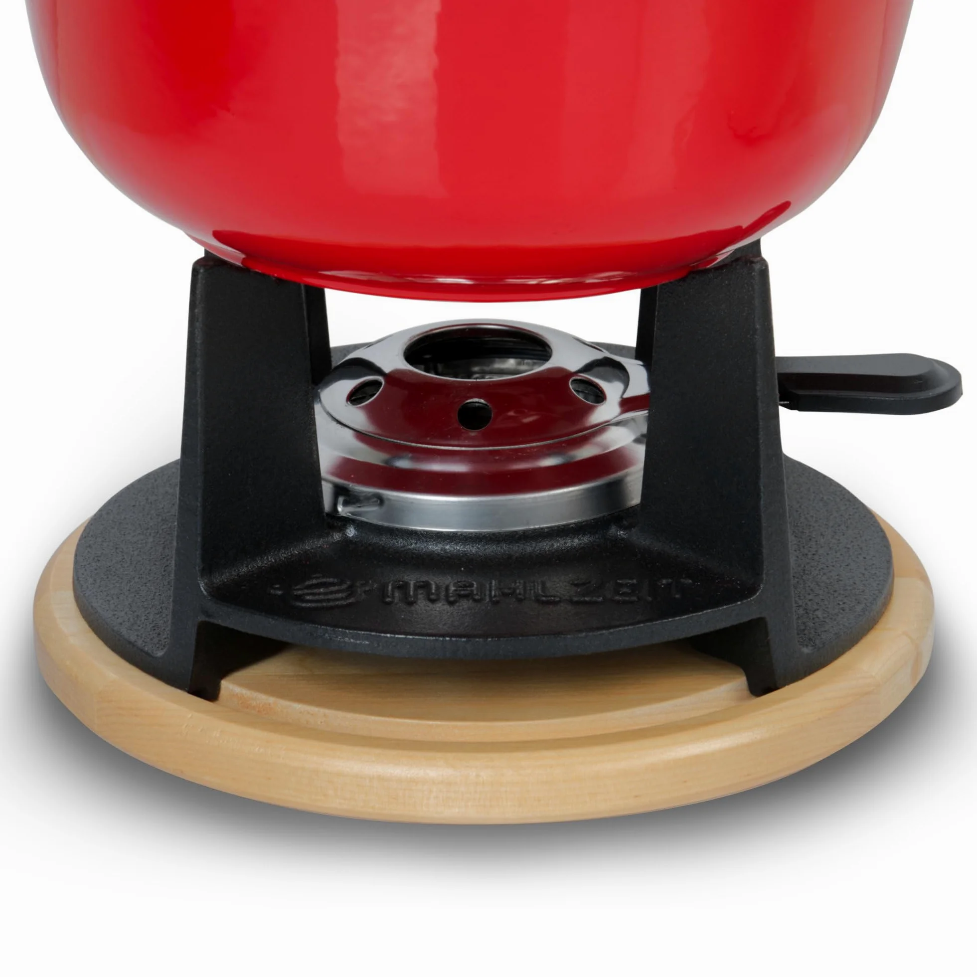 Mahlzeit Service à Fondue en Fonte pour 6 Personnes | 2 litres | Service à Fondue à 13 pièces avec brûleur et fourchettes | Service à Fondue Chocolat, Fondue bourguignonne (Rouge émaillé)